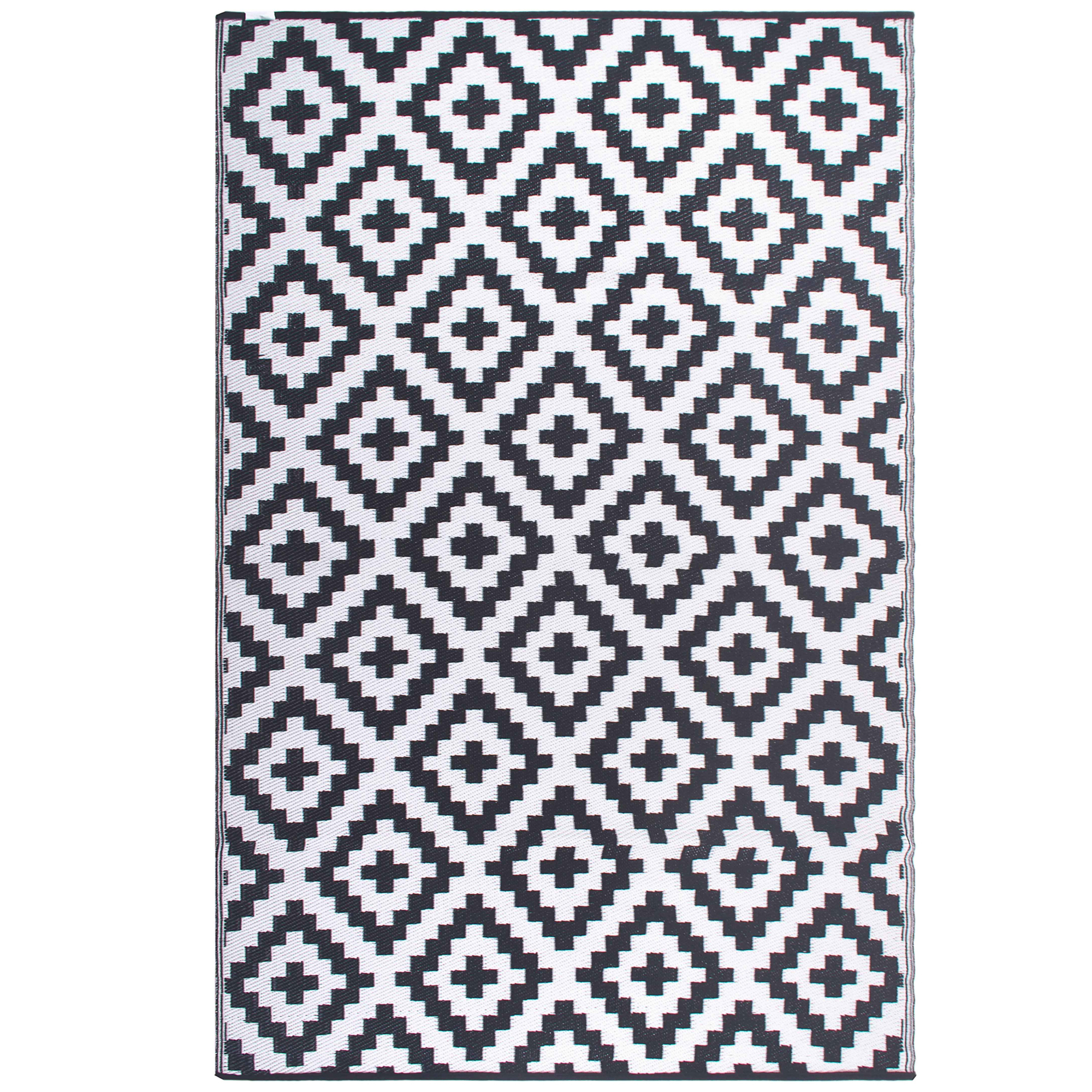 White Aztec Style Outdoor Rug Temple, Aztec Design Rugs