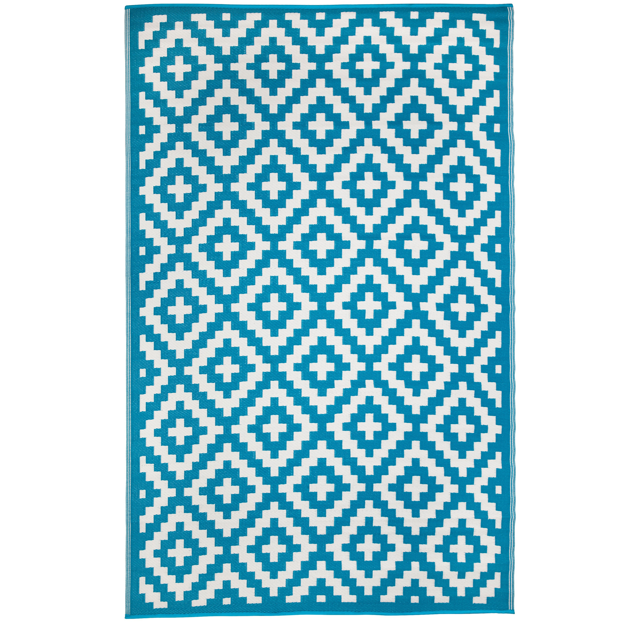 Home Lifestyle Teal White Azteca Outdoor Rug Reviews Temple Webster