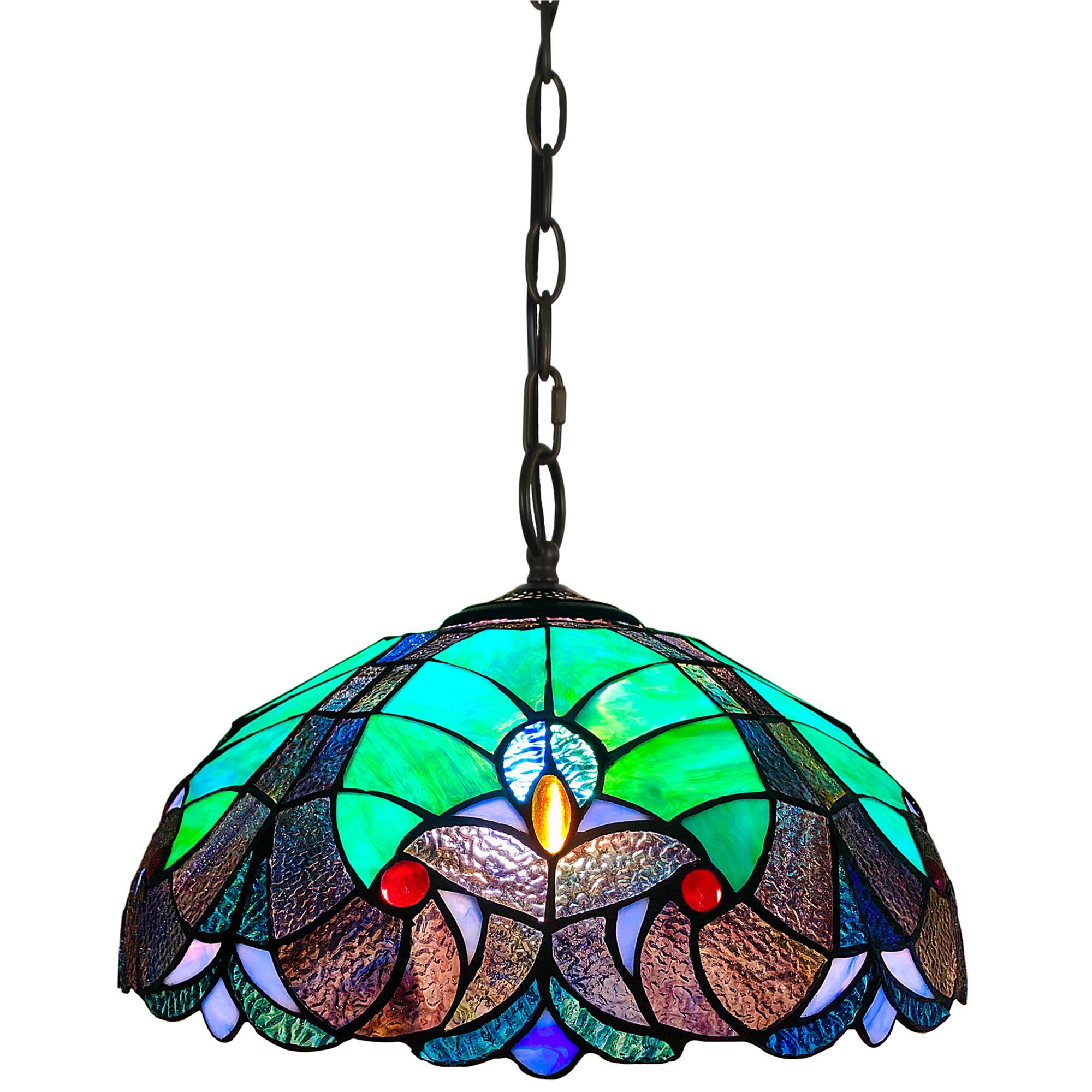 Green Victorian Tiffany Stained Glass Pendant Light Temple Webster