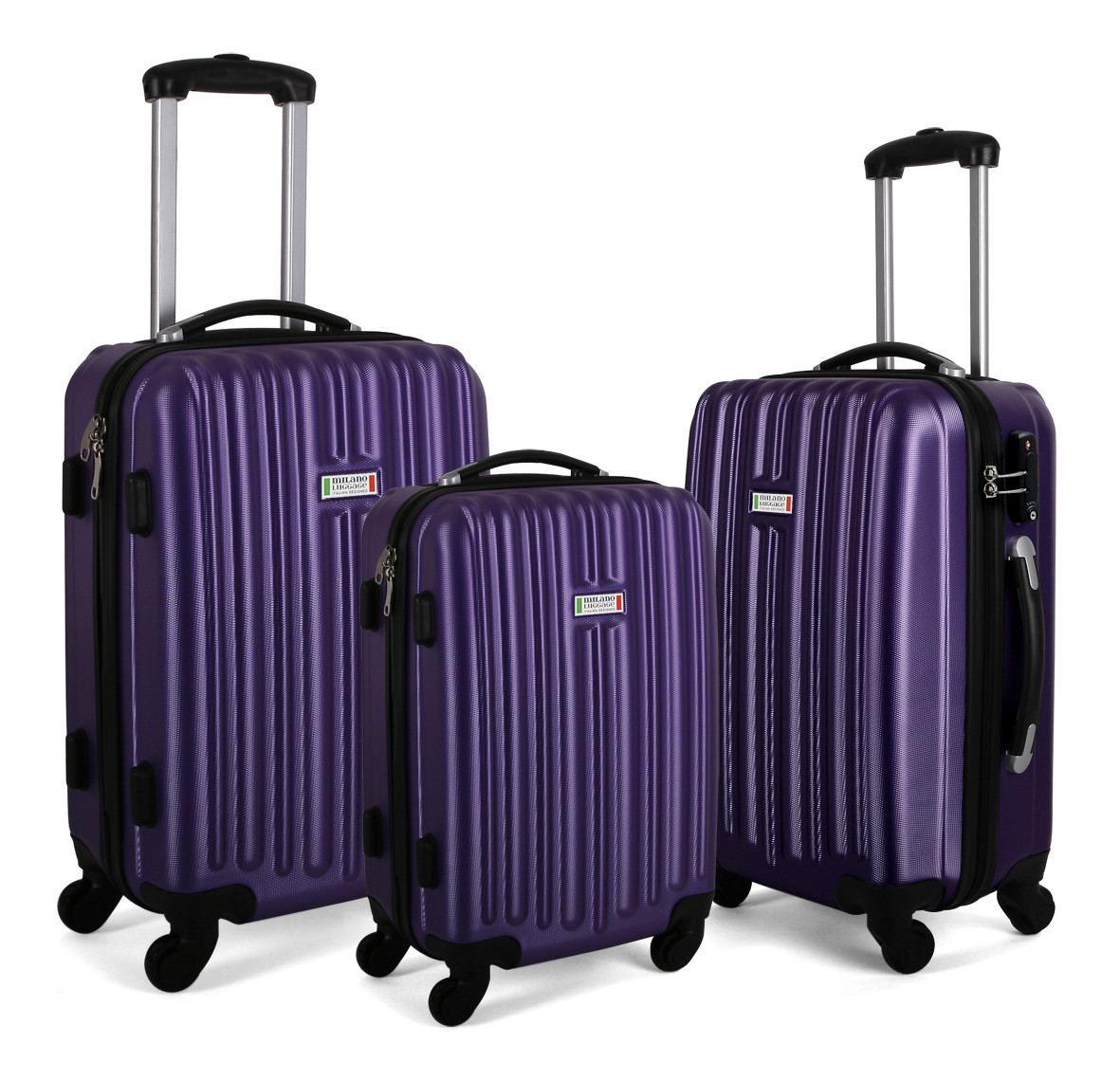 purple 3 piece luggage set