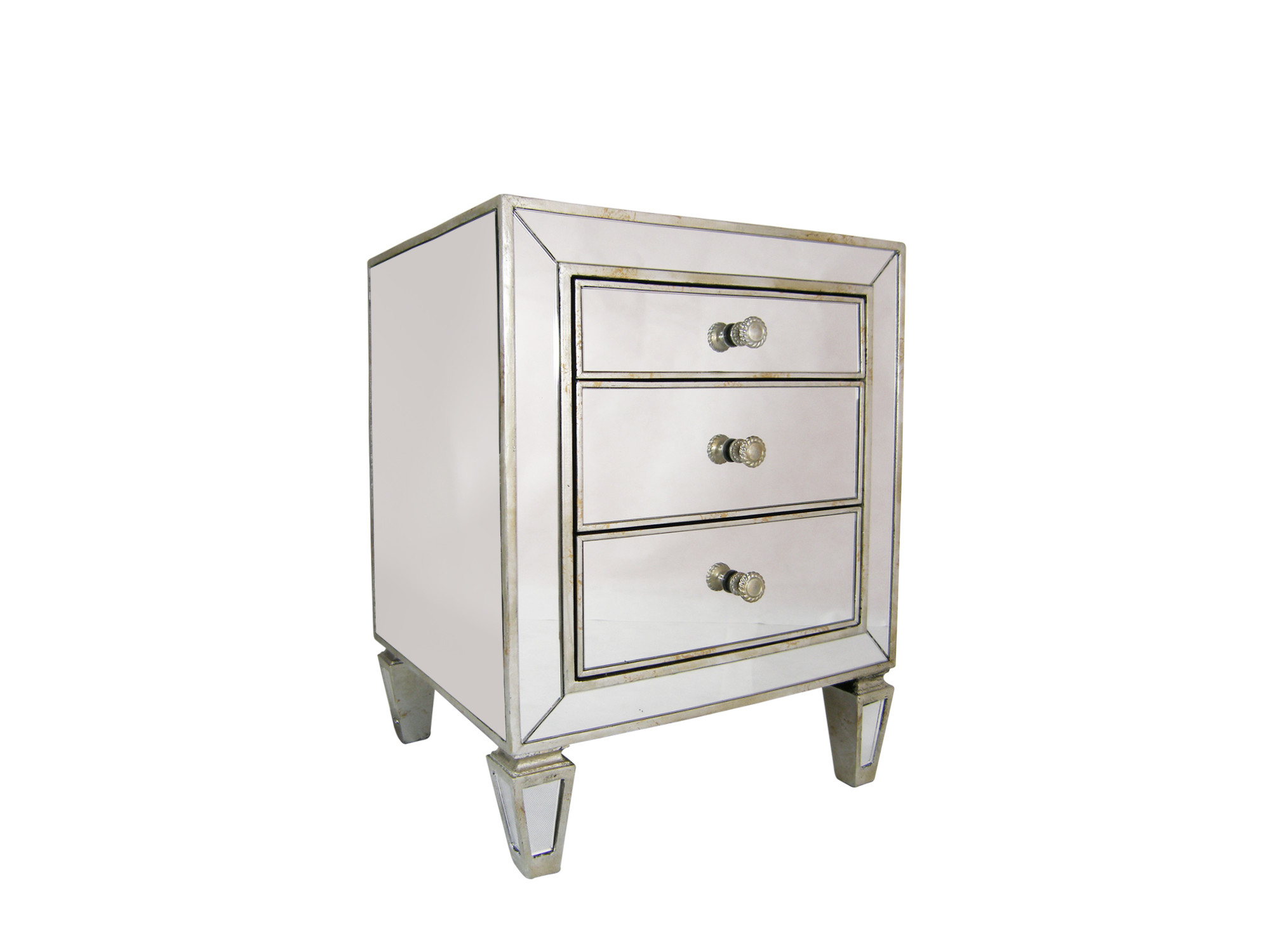 Sara 3 Drawer Mirrored Bedside Table Temple Webster