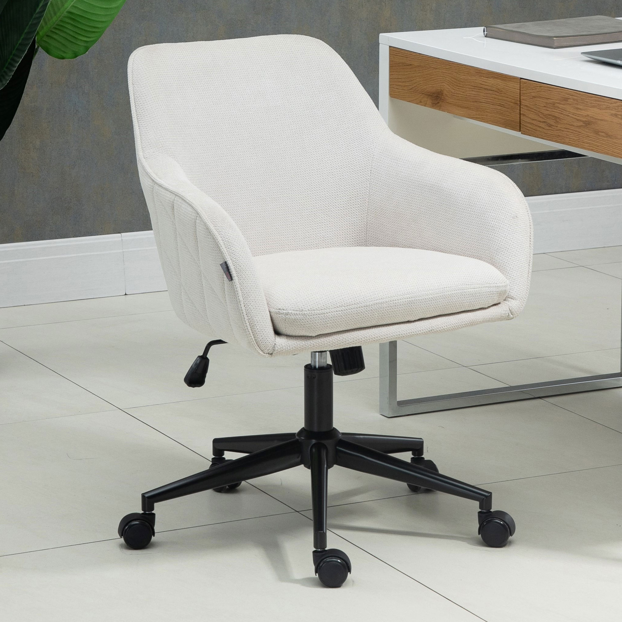 white sherpa office chair