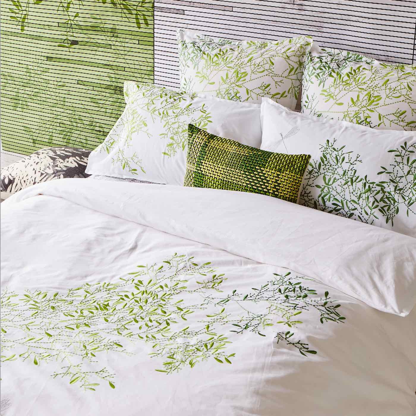 Green Pascale Cotton Percale Quilt Cover Set Temple Webster