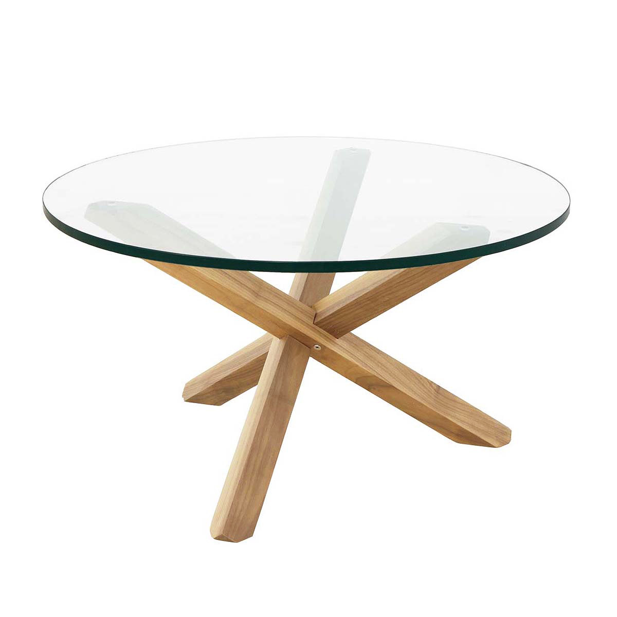 Glass Oak Coffee Table Round