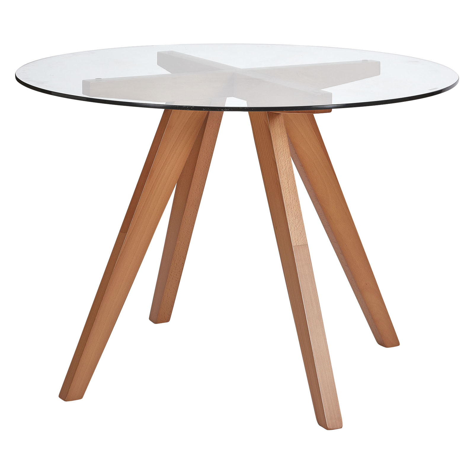 NEW Hjordis Scandi Beech Wood & Glass-Top Dining Table - Oslo Home,Dining Tables | eBay