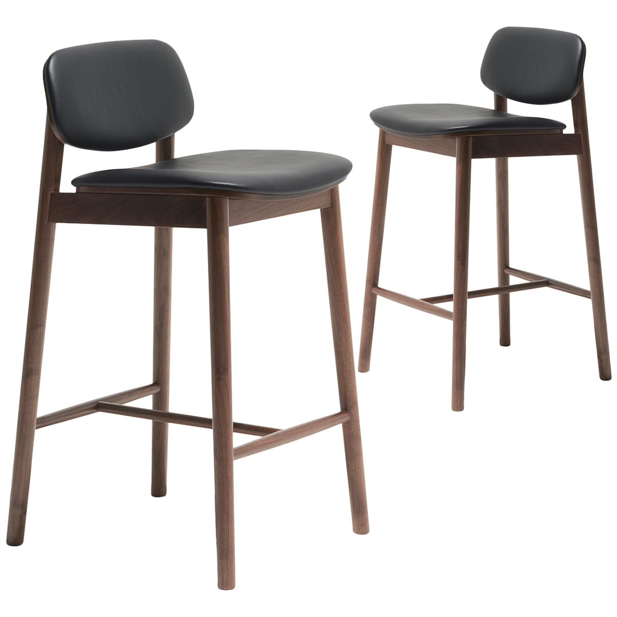 Walnut Black Leather Swivel Bar Stool Sede Article atelieryuwa.ciao.jp