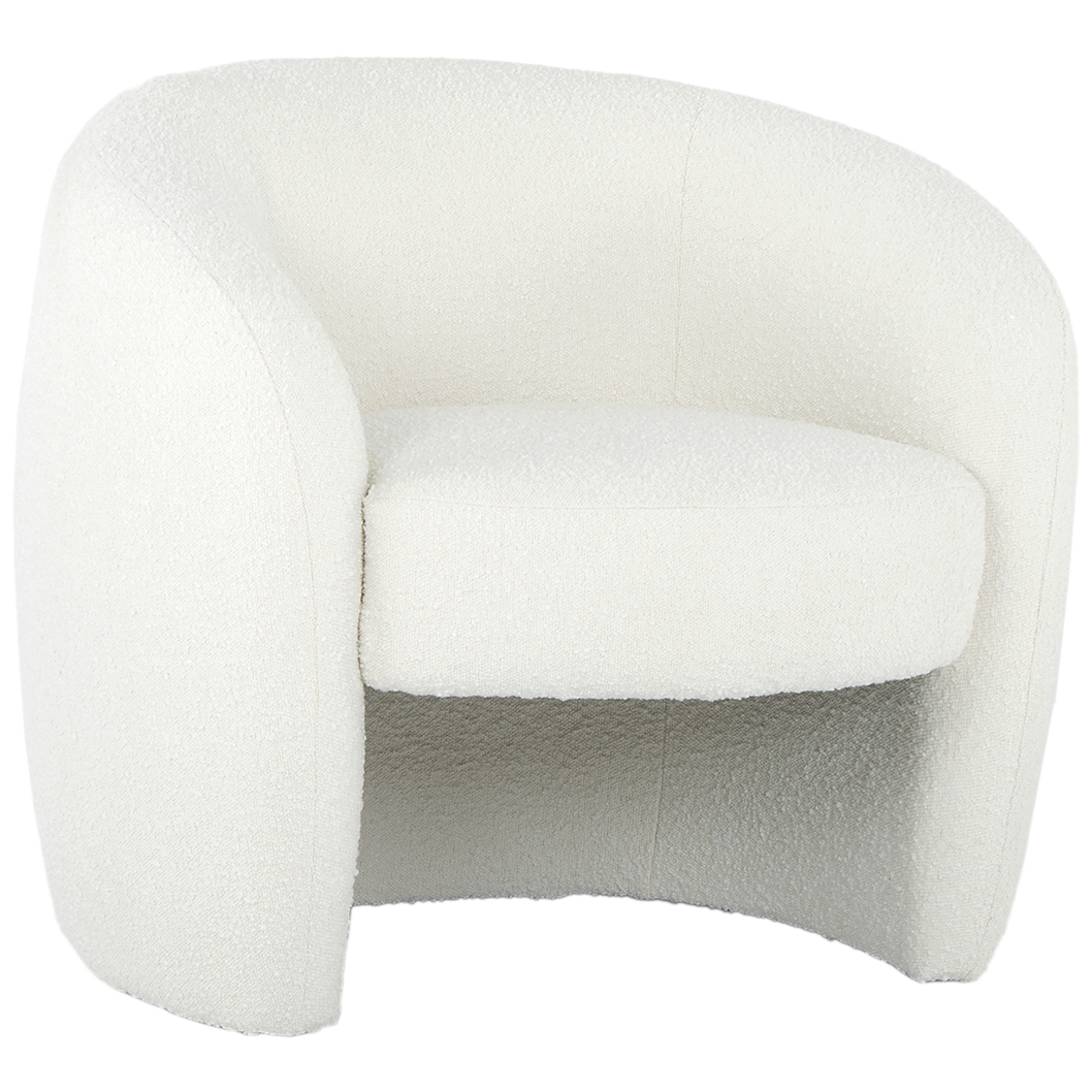 white boucle arm chair