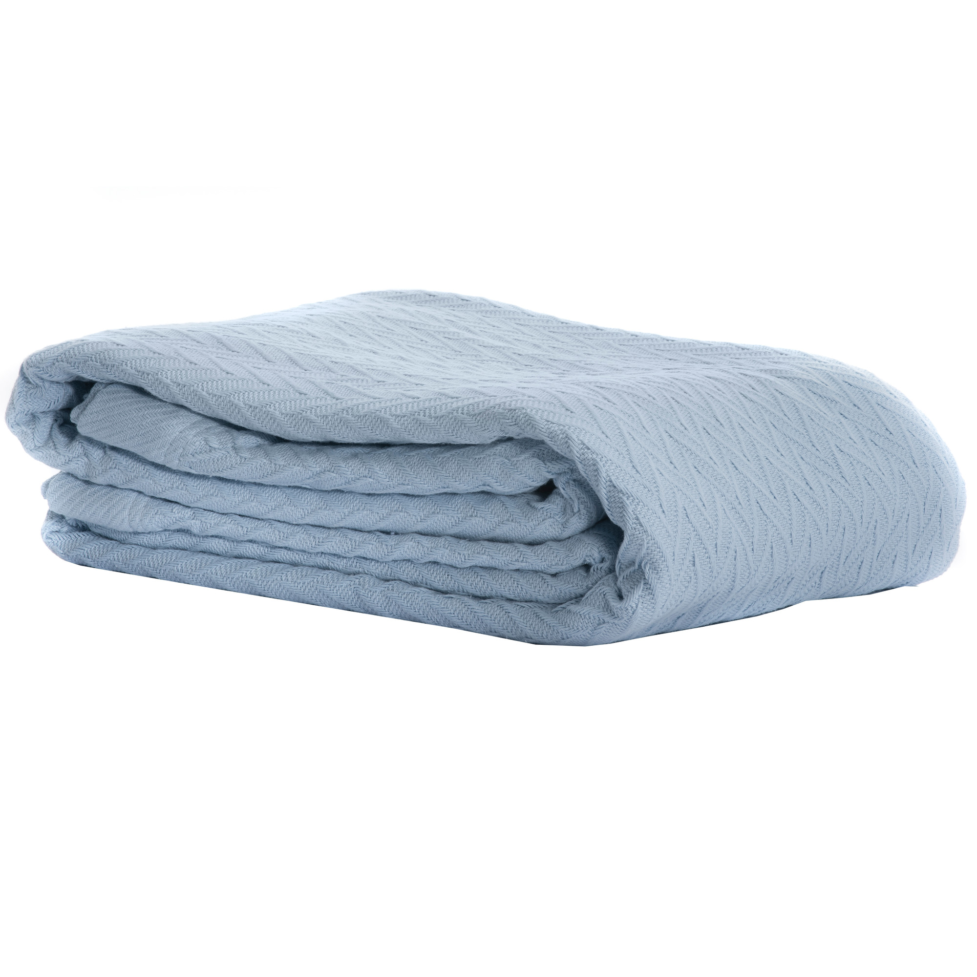NEW Pale Blue Cheshire Cotton Herringbone Blanket Bianca,Blankets