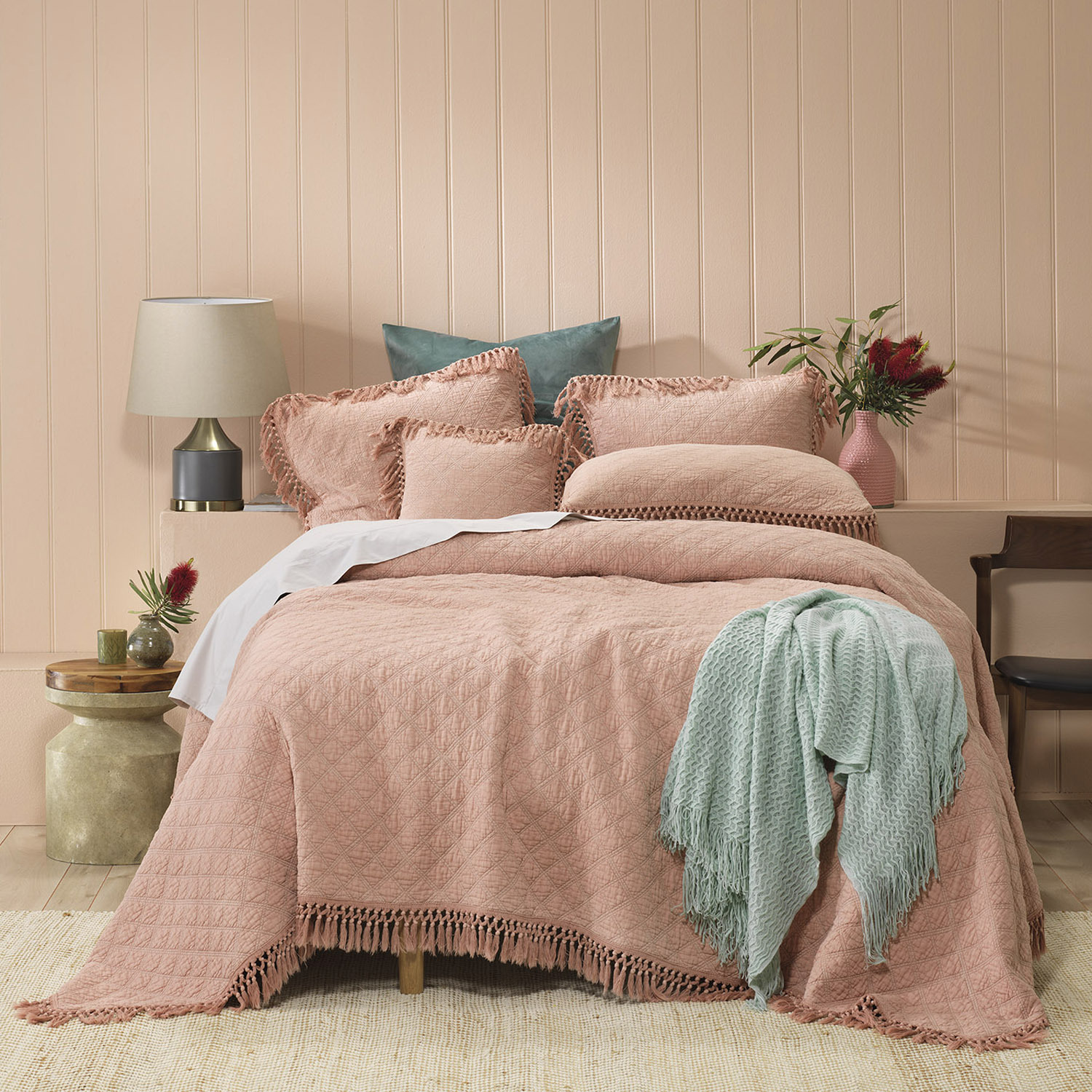 New Blush Keira Cotton Coverlet Set Bianca Ebay