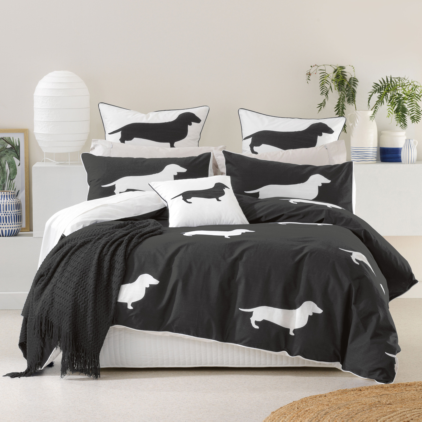 Bianca Charcoal Dachshund Cotton Sateen 