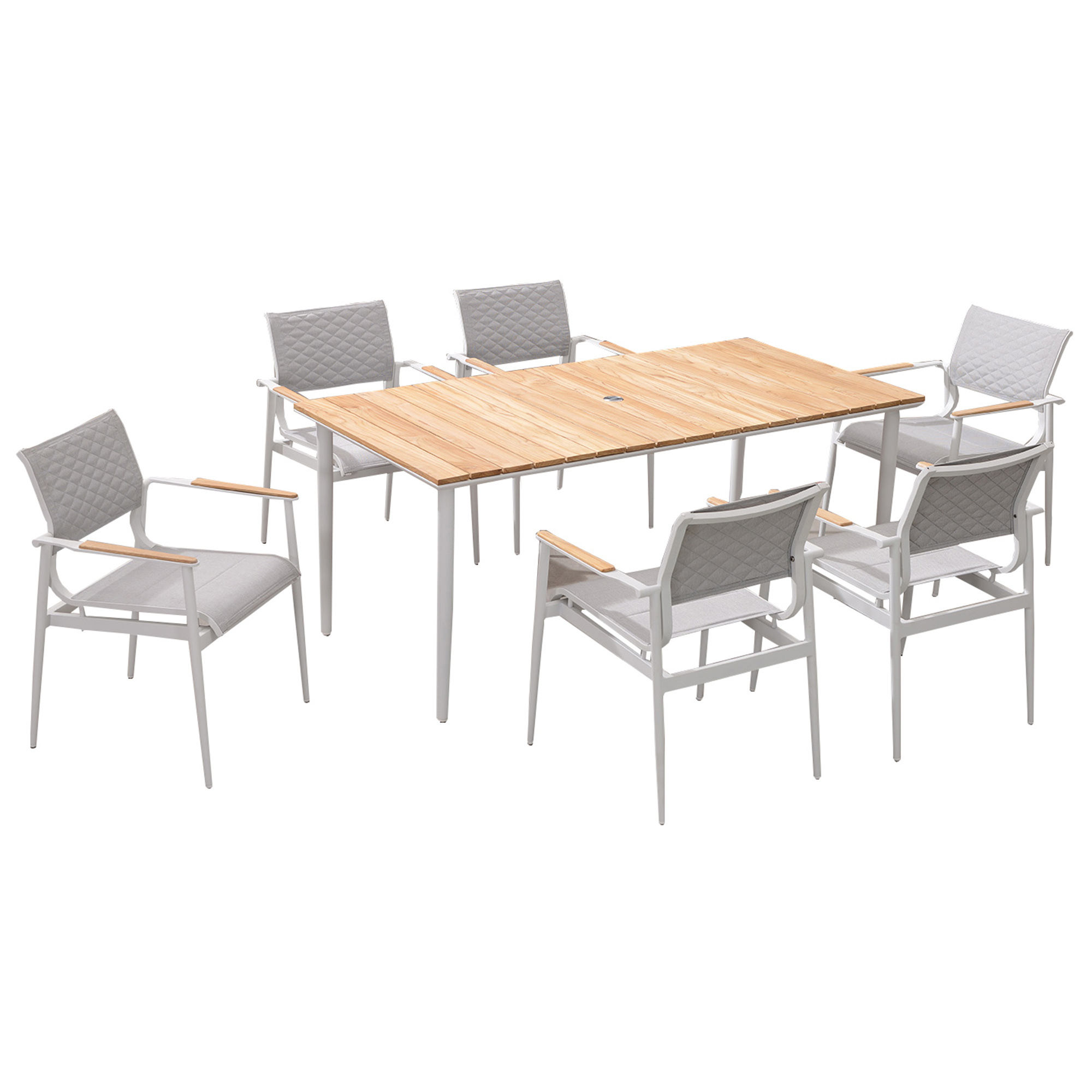 6 Seater California Aluminium Teak Outdoor Dining Set Temple Webster