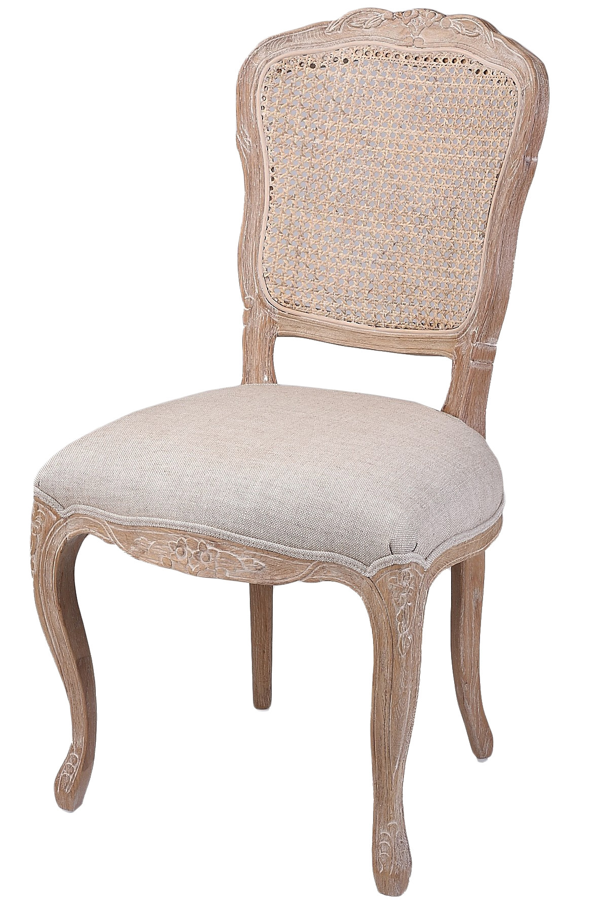 Naturally Provinicial French Country Linen Dining Chair With Rattan Back Reviews Temple Webster