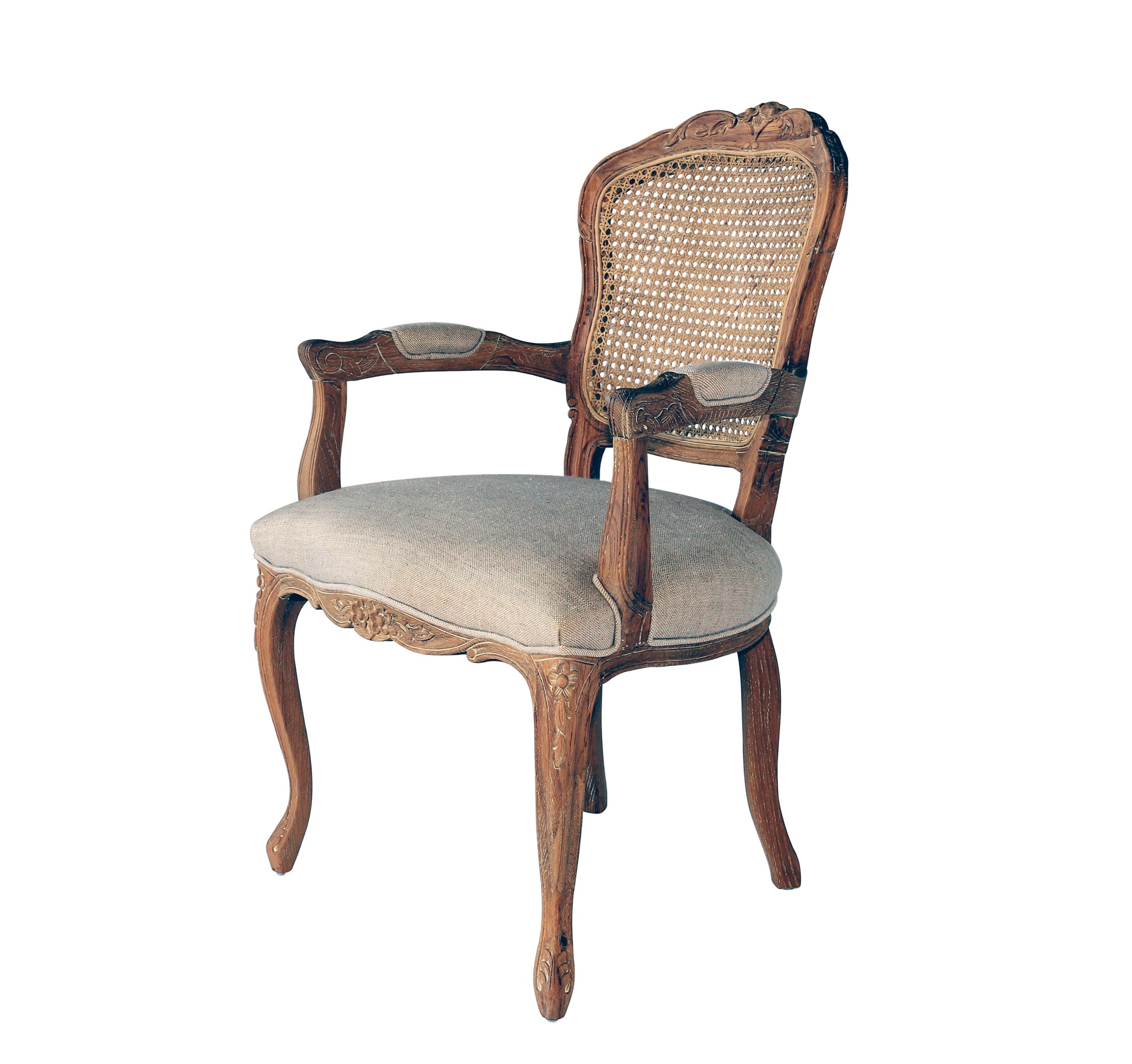 Naturally Provinicial French Country Linen Dining Armchair With