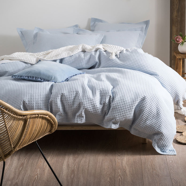 NEW Deluxe Waffle Soft Blue Quilt Cover Set Linen House,Quilt Covers