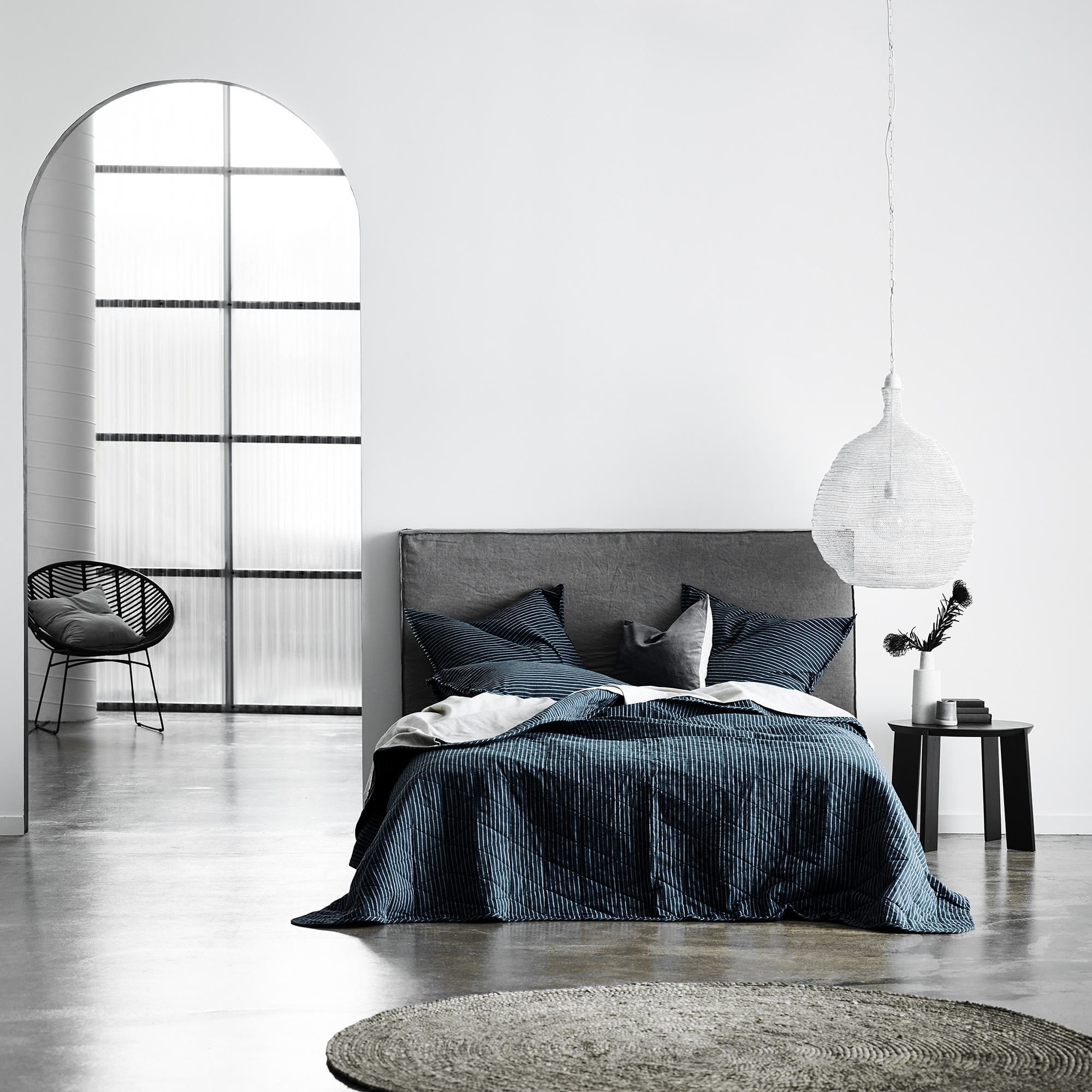 New Chambray Vintage Style Stripe Linen Cotton Coverlet Ebay