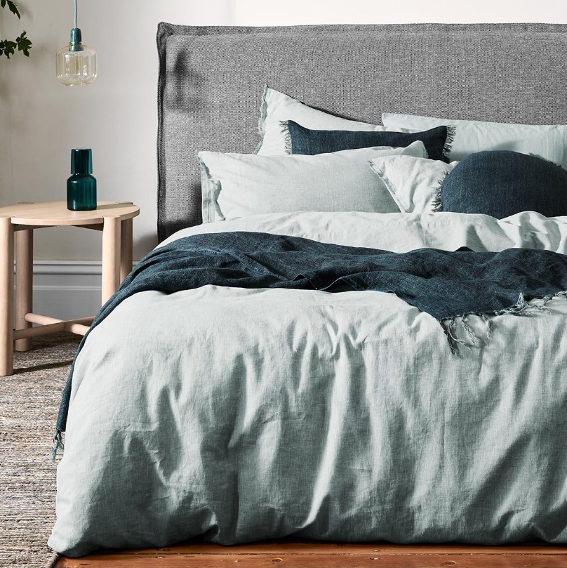 Mineral Chambray Fringe Cotton Blend, Chambray Duvet Cover Nz