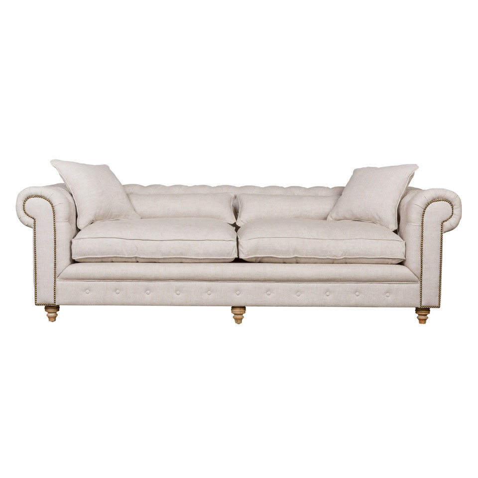French Linen Kensington Chesterfield Sofa Temple Webster