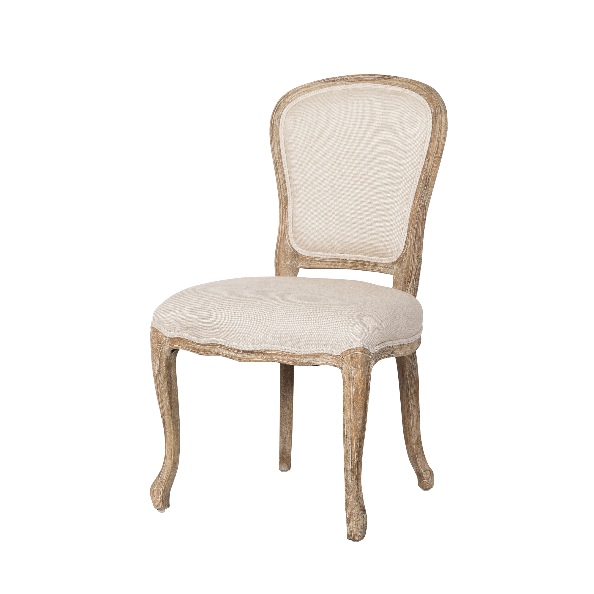Natural French Linen Oak Louis Xv Chair