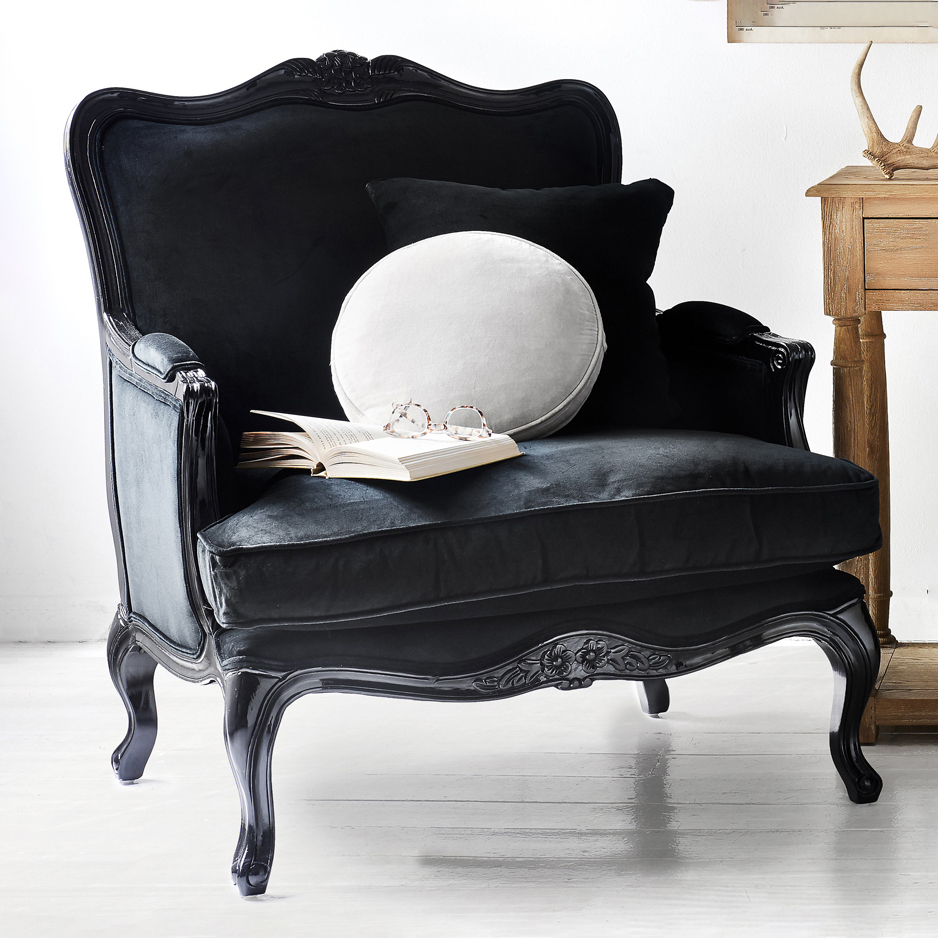 black velvet arm chairs