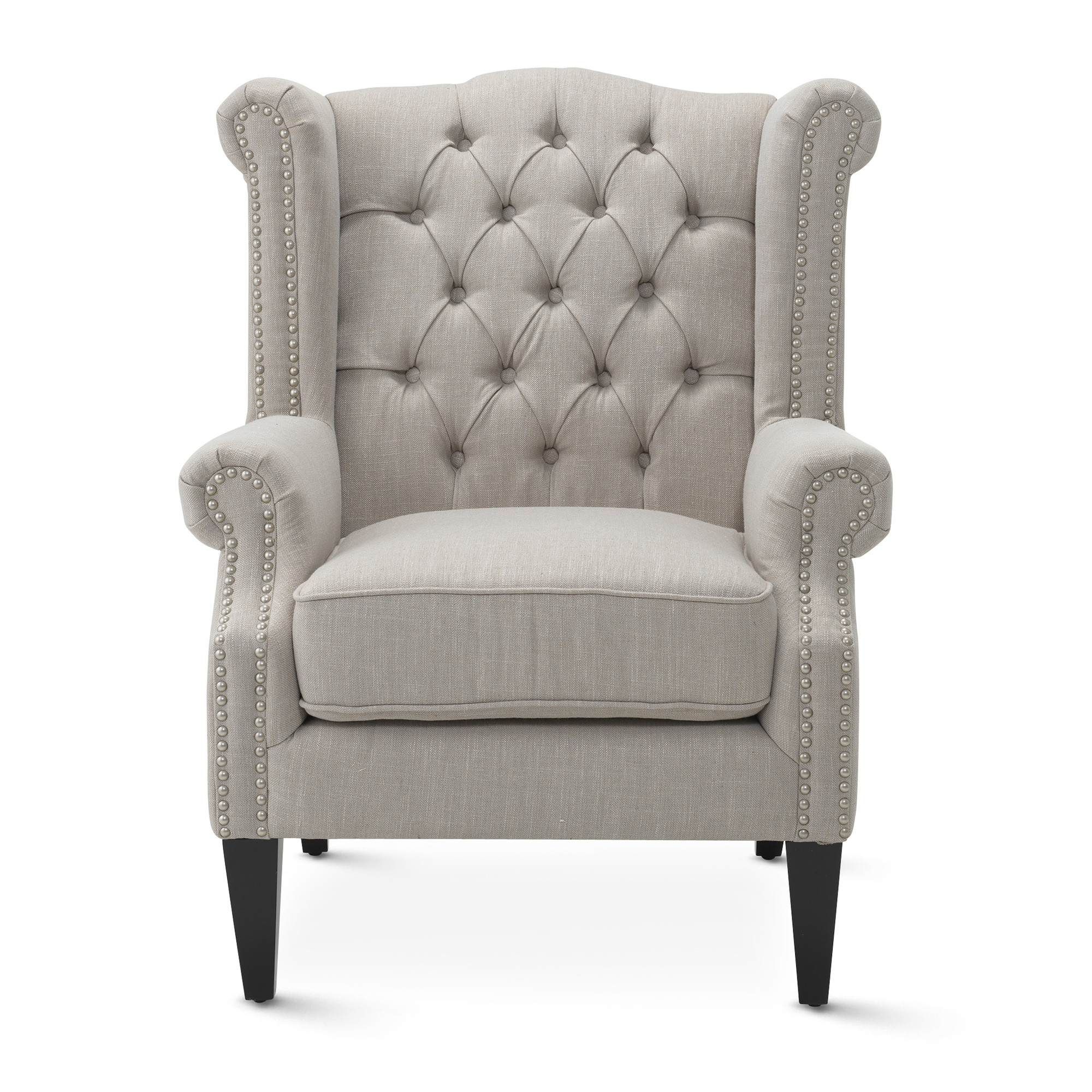 taupe wingback chair