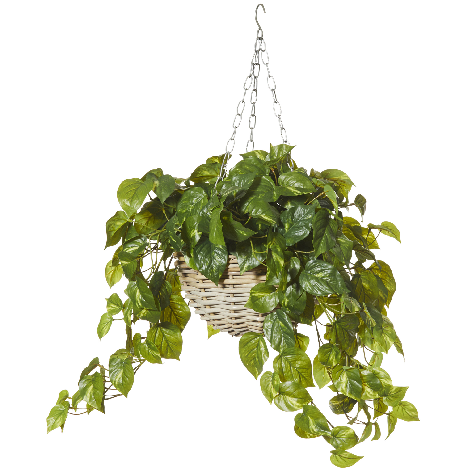 NEW 85cm Faux Pothos Plant with Rattan Hanging Bowl eBay