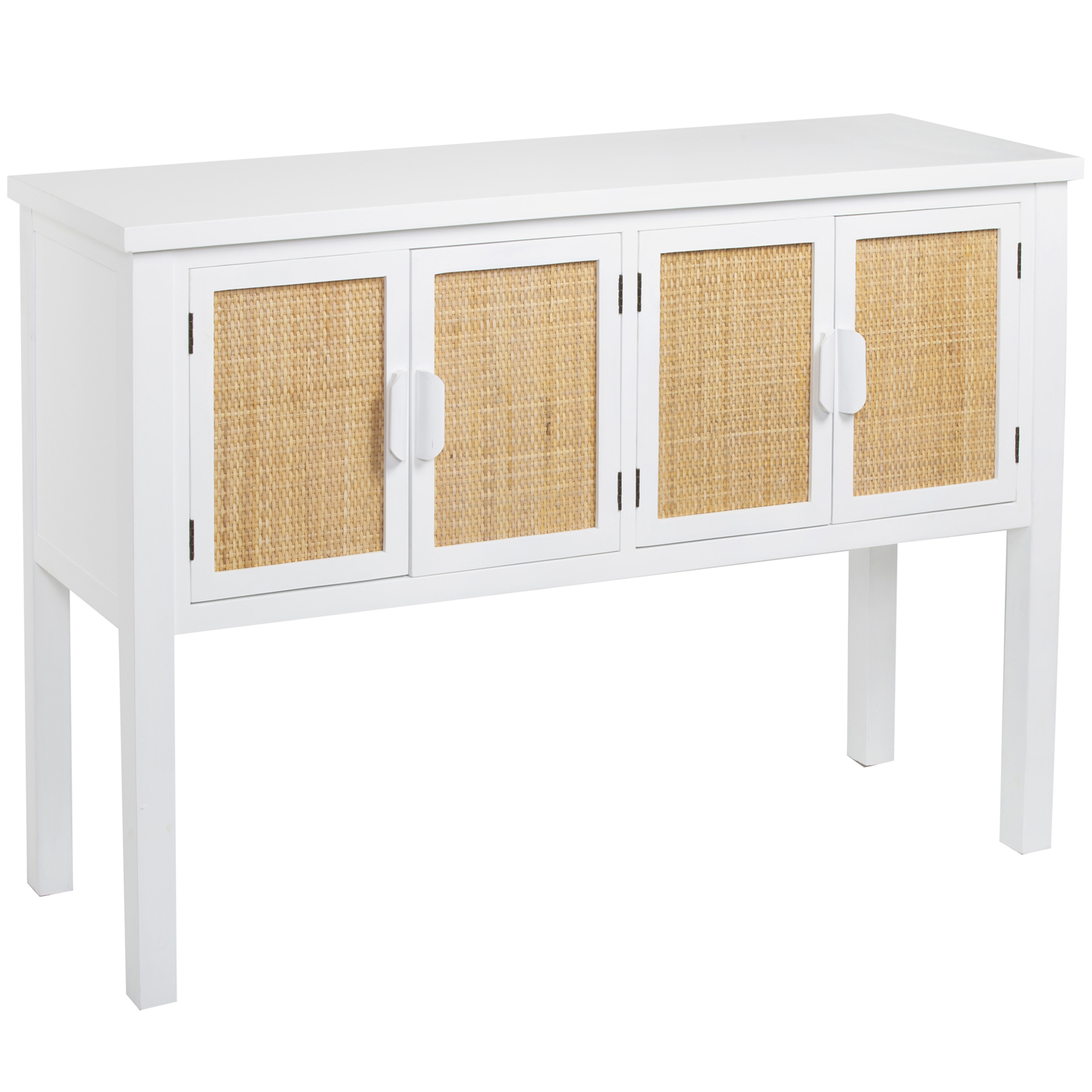New Mullen Rattan Console Table With Cabinets Ebay