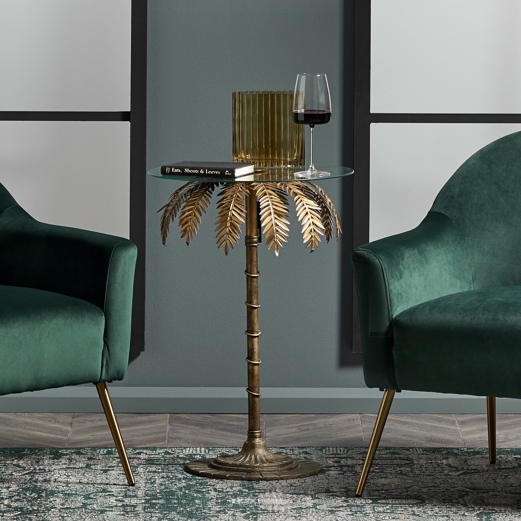 NEW Brass Palm Tree Side Table The Home Collective,Side/End Tables eBay