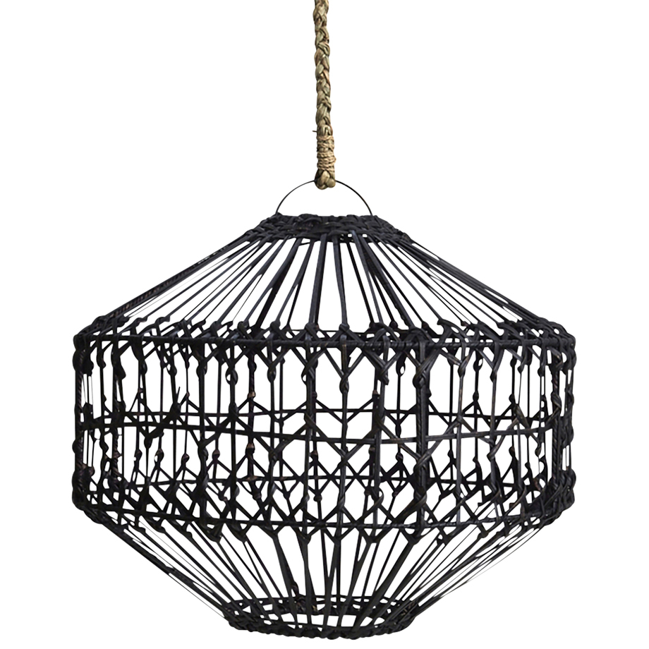 Black Flat Rattan Lamp Shade