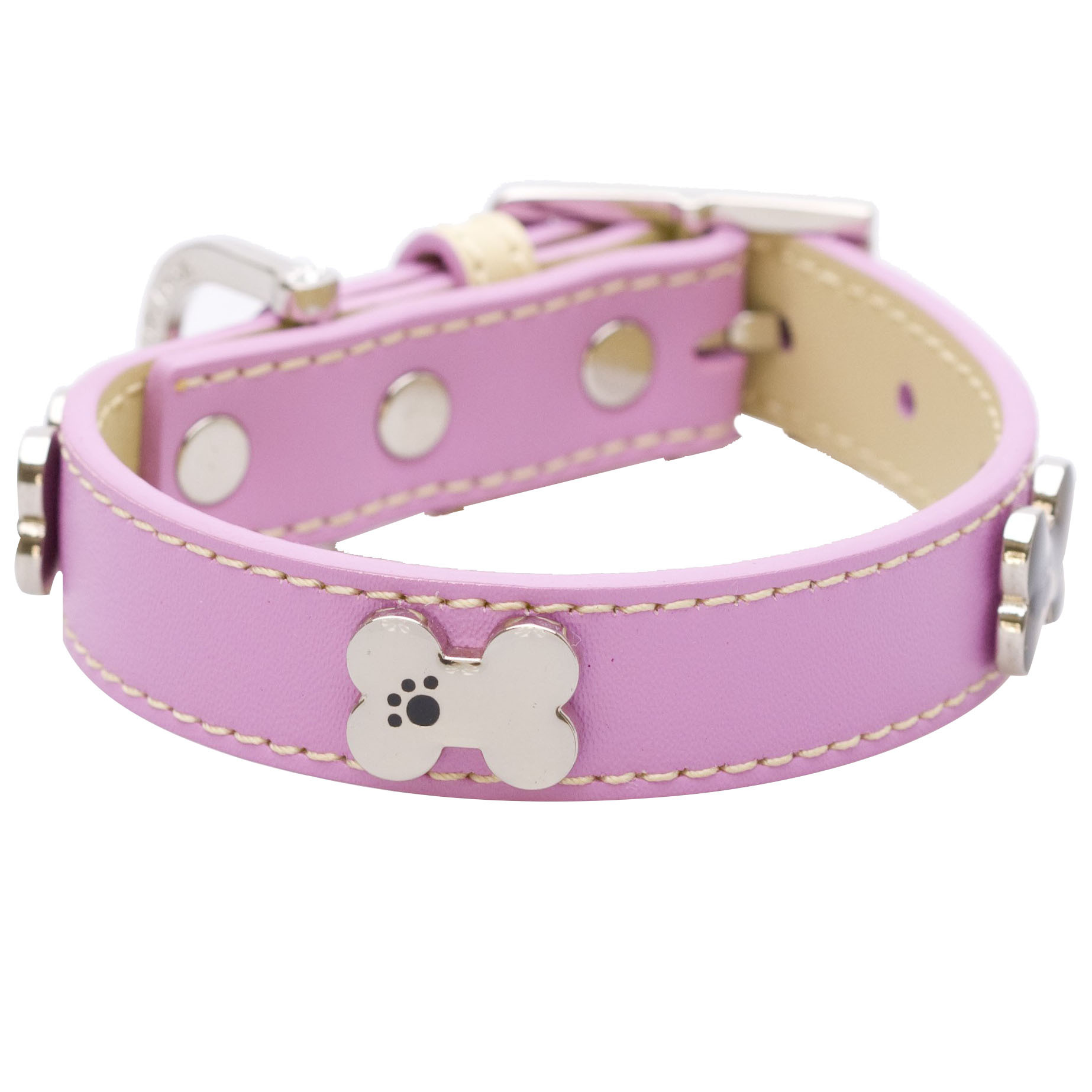 leather dog collar with bones