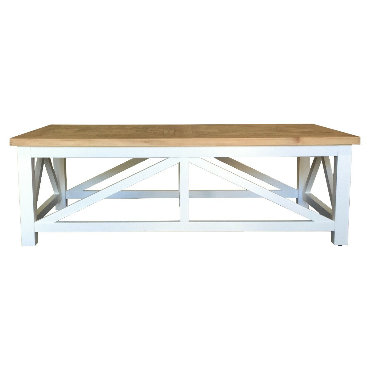 coffee table with wood top and white legs