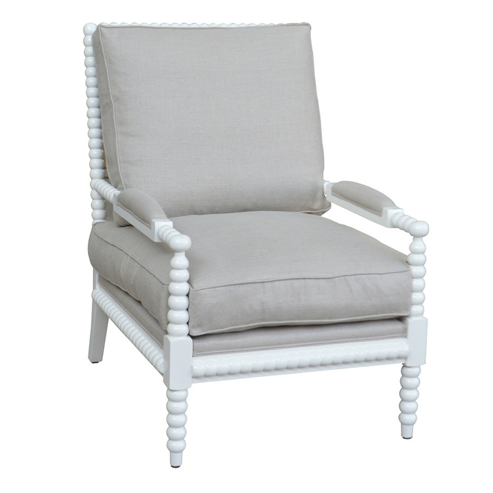 white bobbin armchair