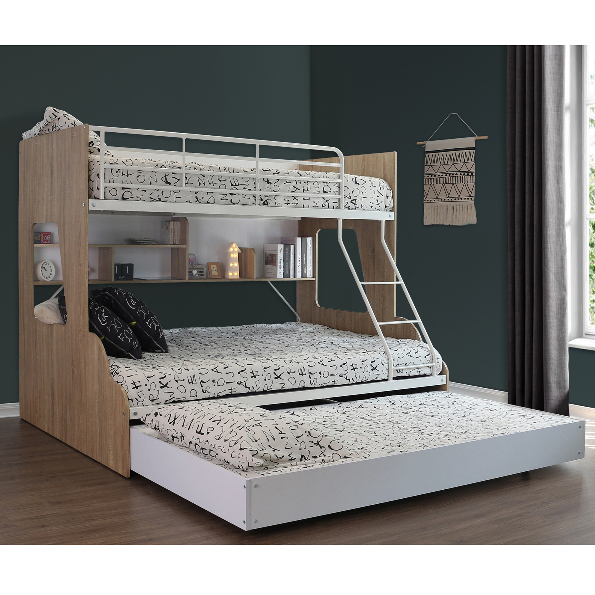 Single Over Double Trio Bunk Bed, Bunk Beds Double On Bottom Single On Top