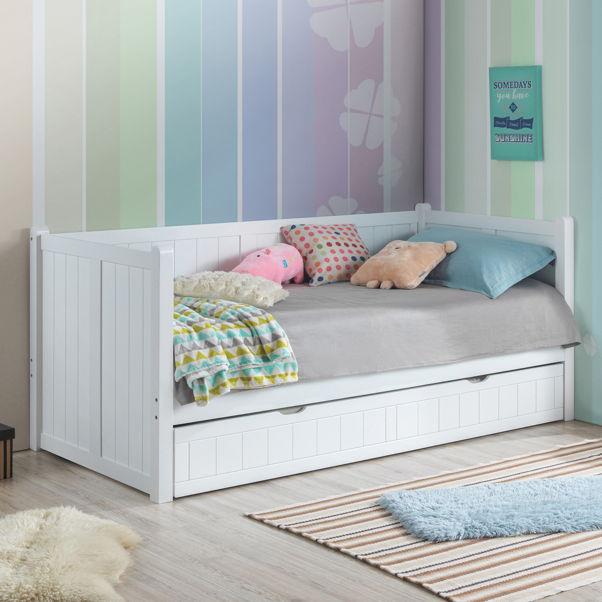 NEW Hamptons White Single Wooden Daybed with Trundle - VIC Furniture,Sofa Beds | eBay