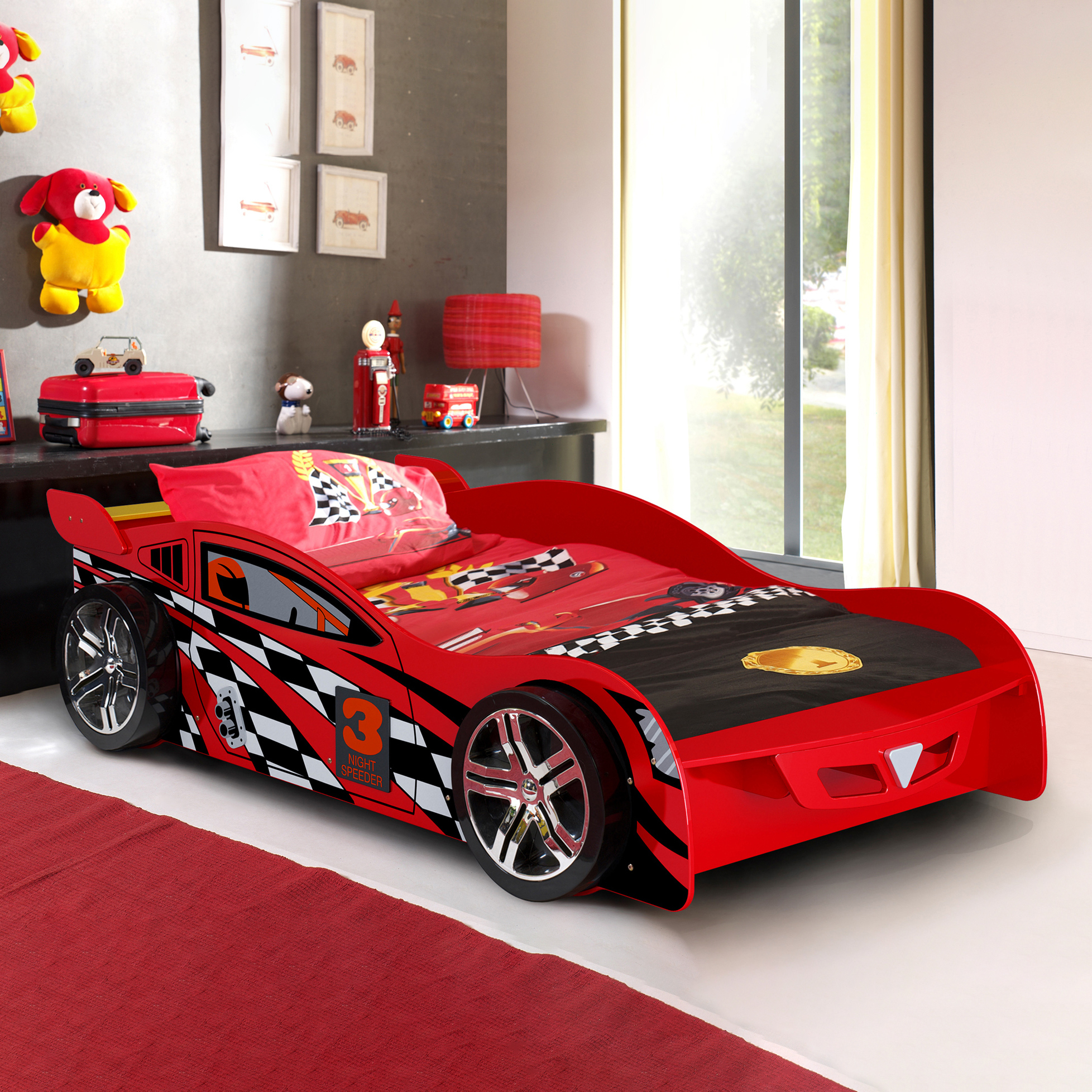 Vic Furniture Red Jayden King Single, King Size Race Car Bed Frame
