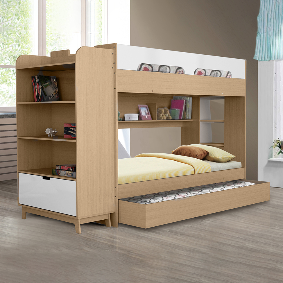 Galway Single Bunk Bed With Trundle, Trio Bunk Bed With Trundle