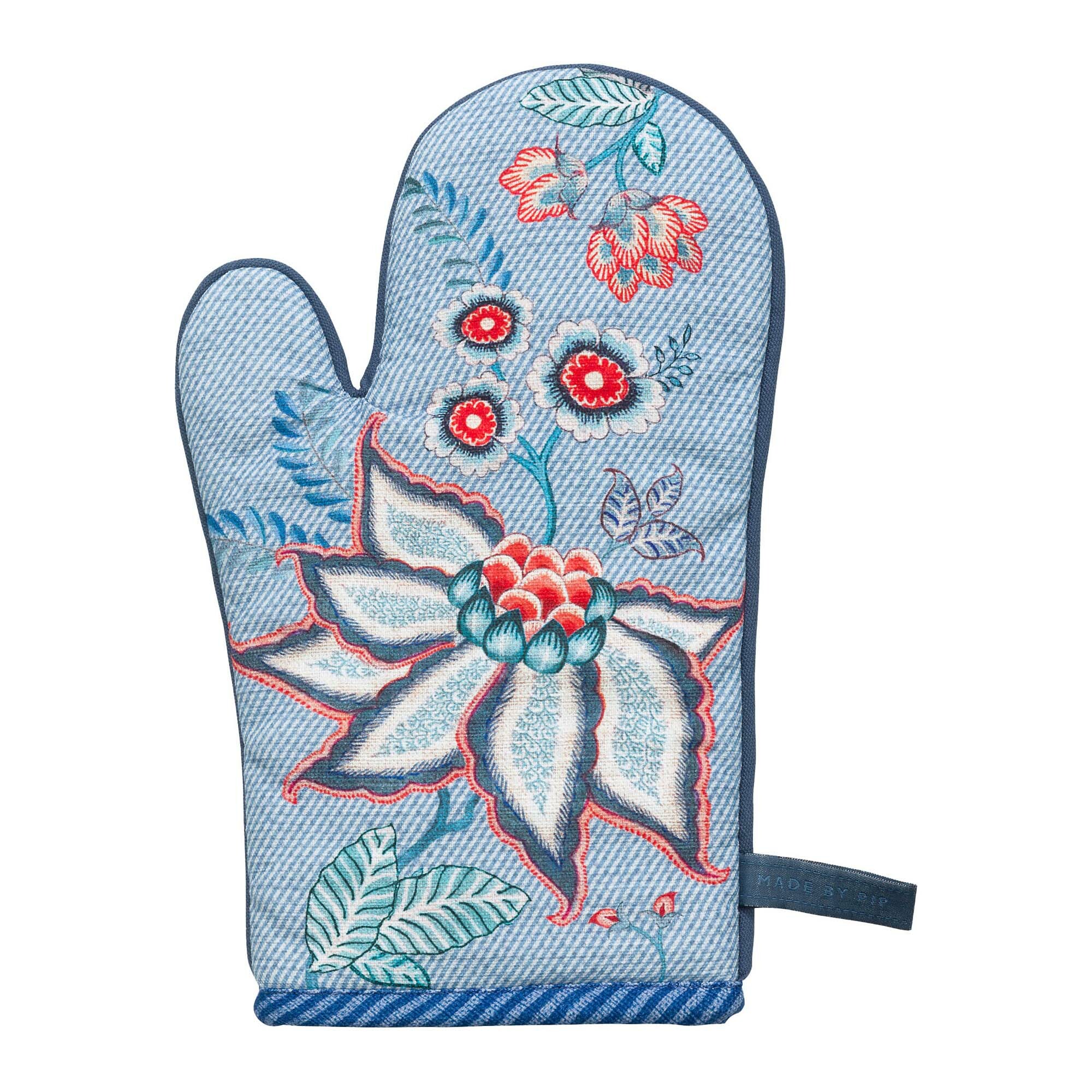 sky blue oven mitts