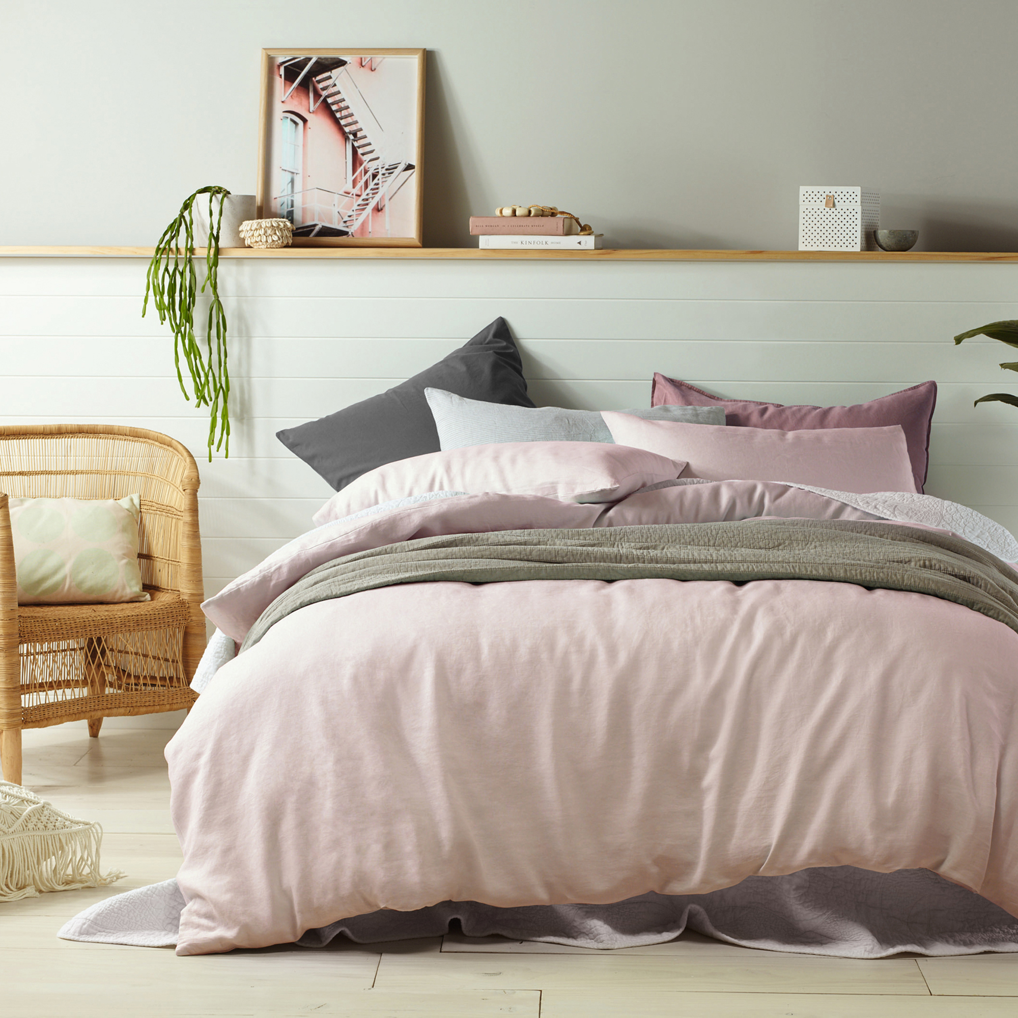 pastel pink doona cover