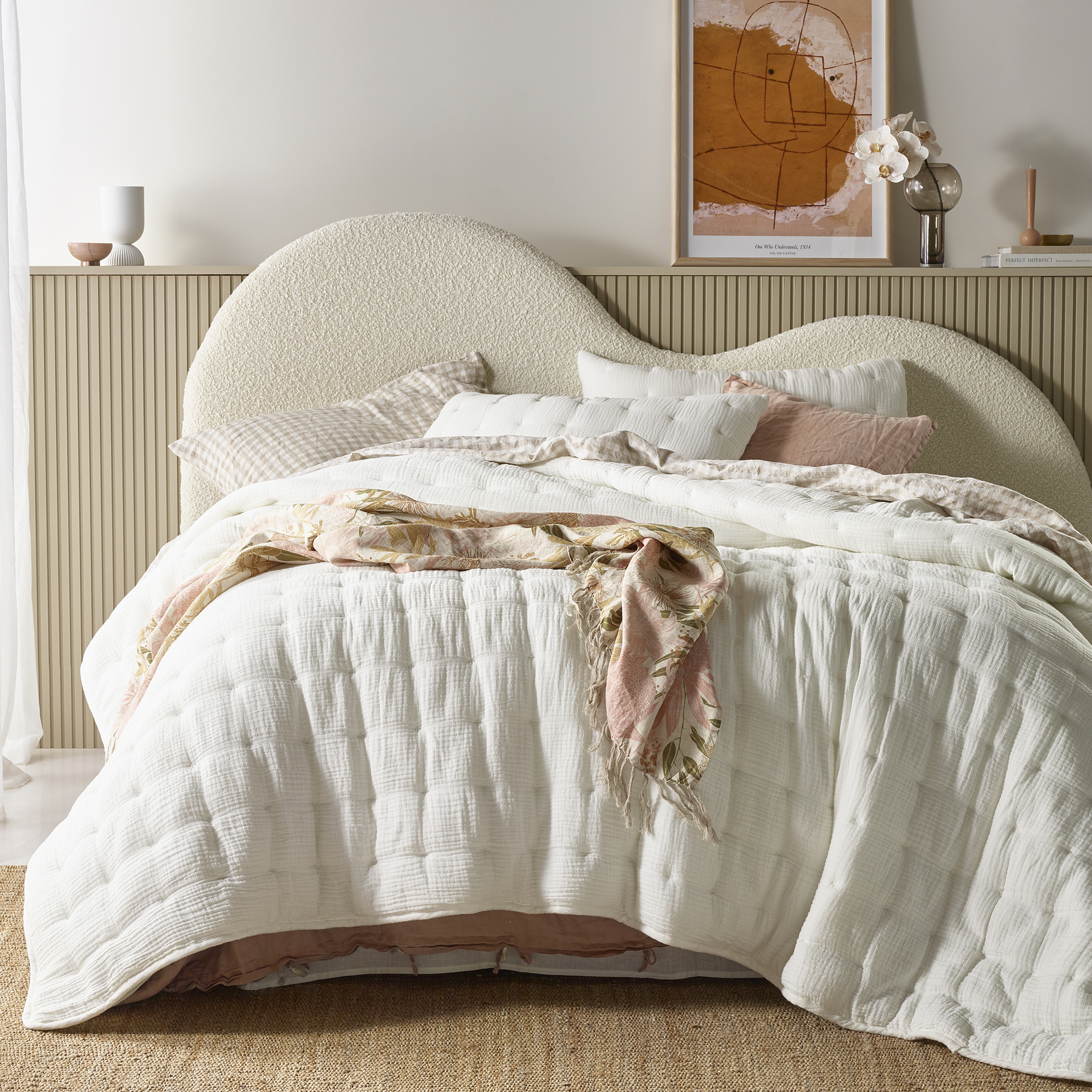 Vintage Design White Hugo Quilted Cotton Gauze Comforter Set | Temple &  Webster