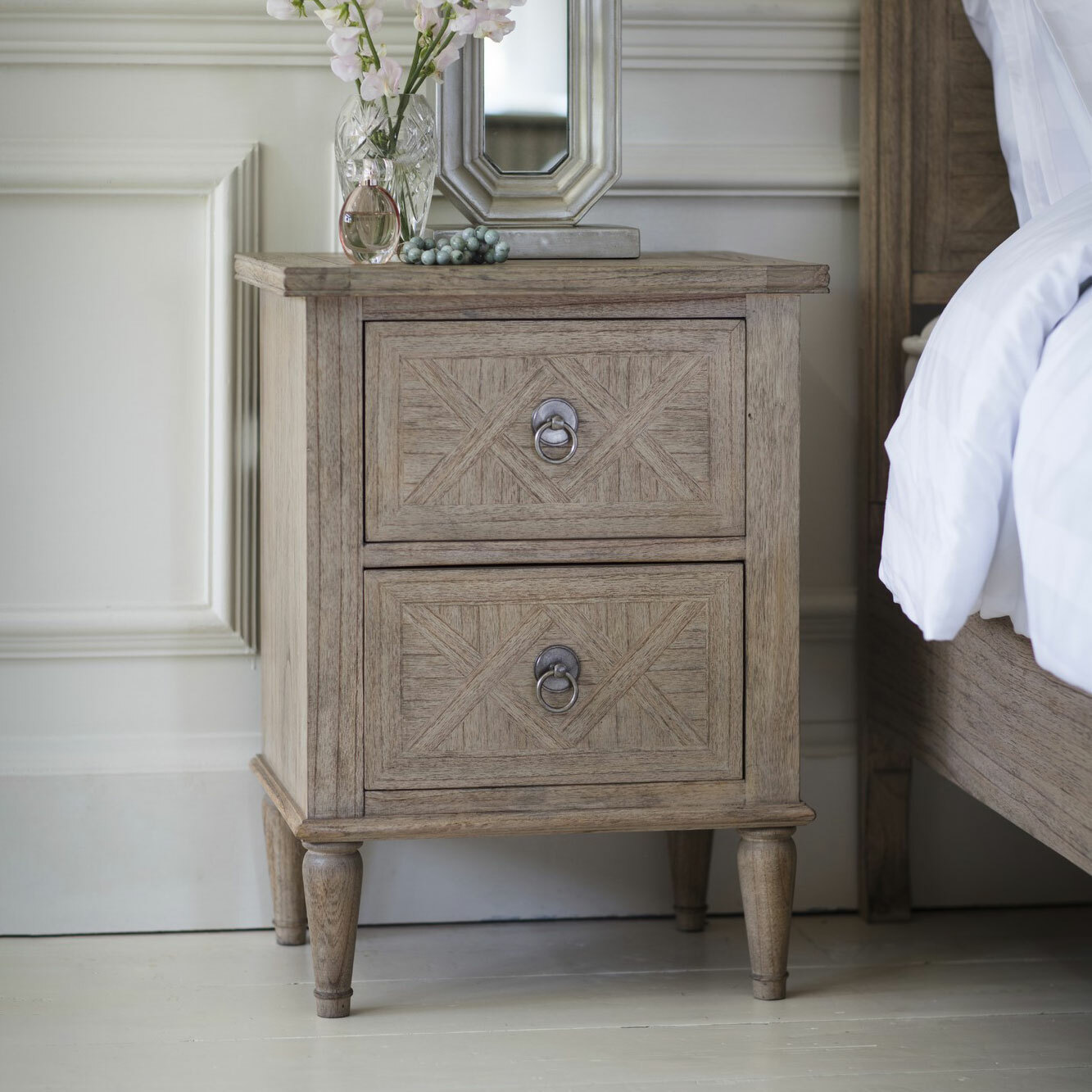 Bella Casa Sheffield 2 Drawer Ash Wood Bedside Table Reviews Temple Webster