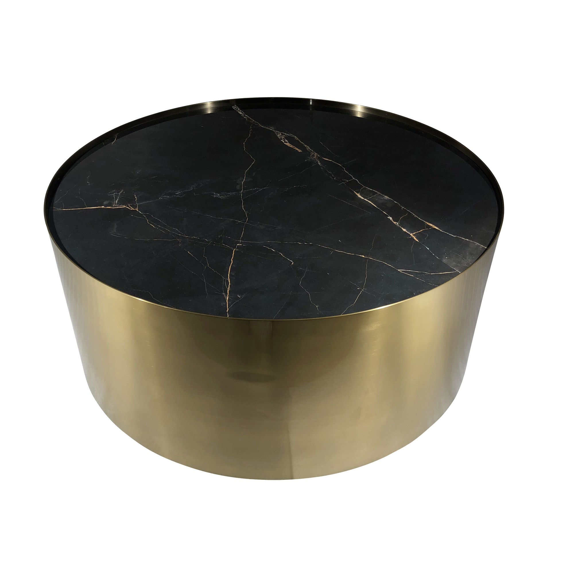 Cayenne Round Porcelain Metal Drum Coffee Table