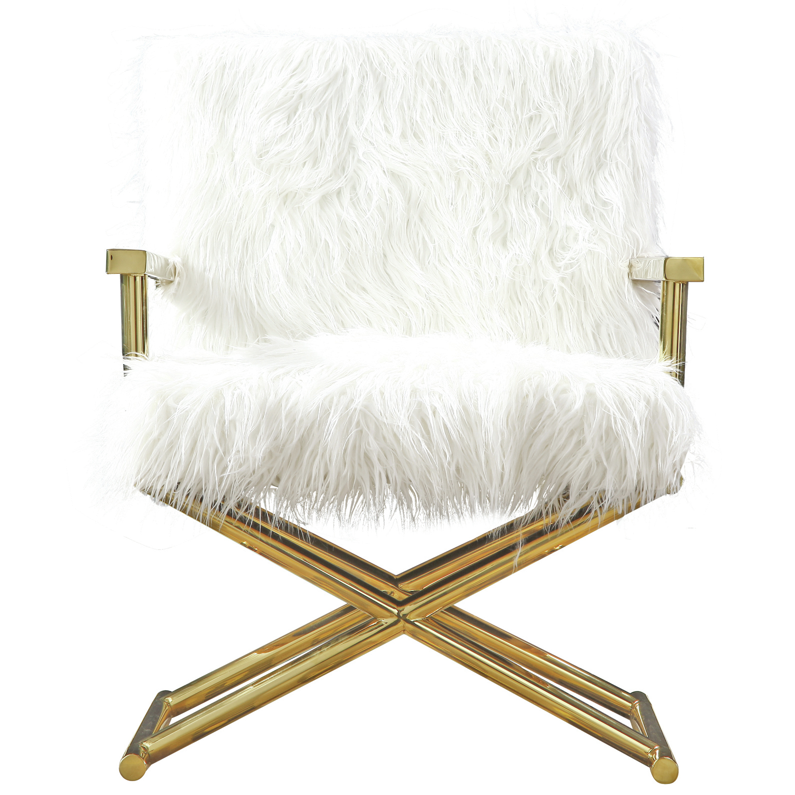 gold chair with fur