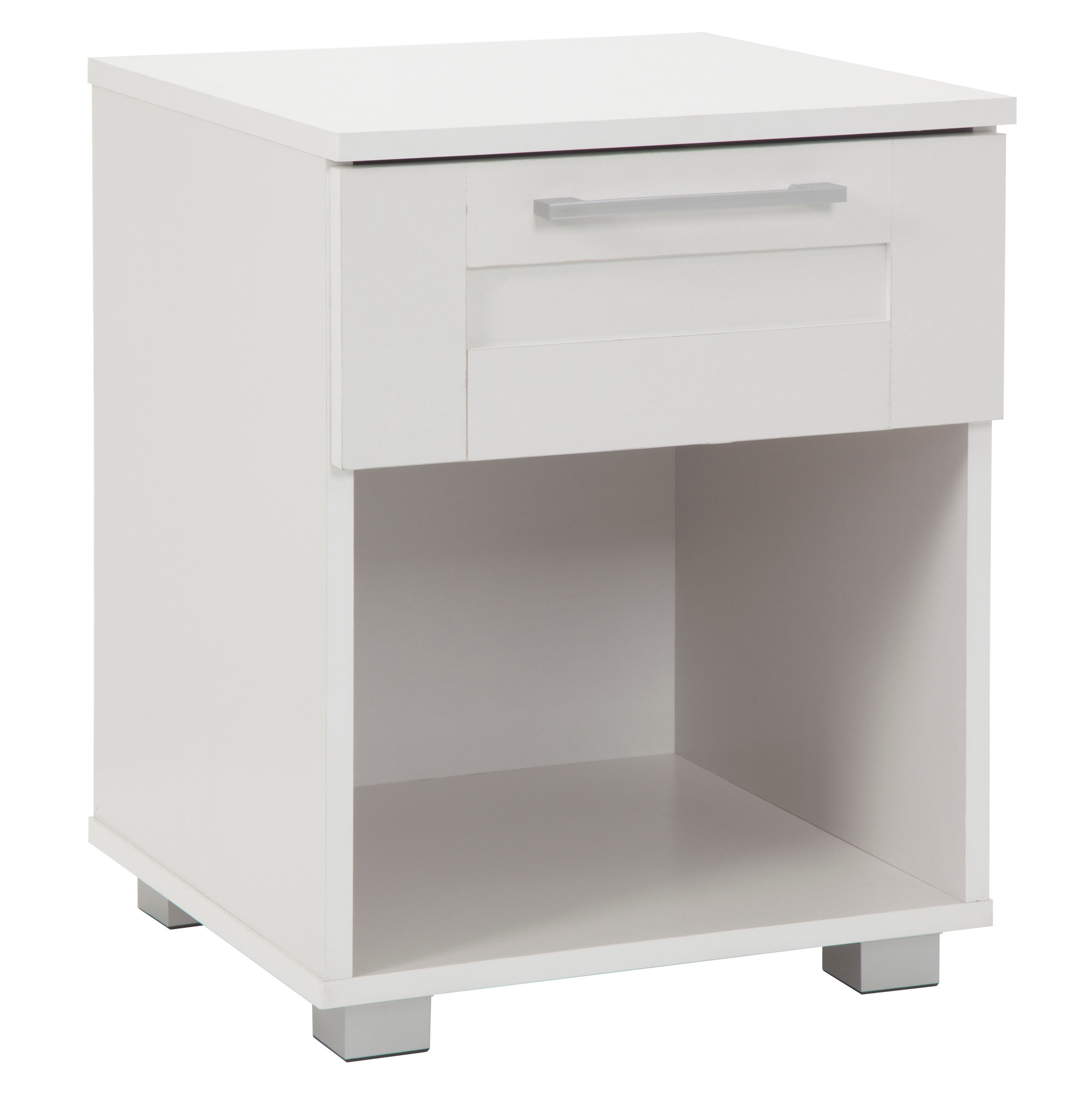 In Home Furniture Style White Teagan 1 Drawer Bedside Table