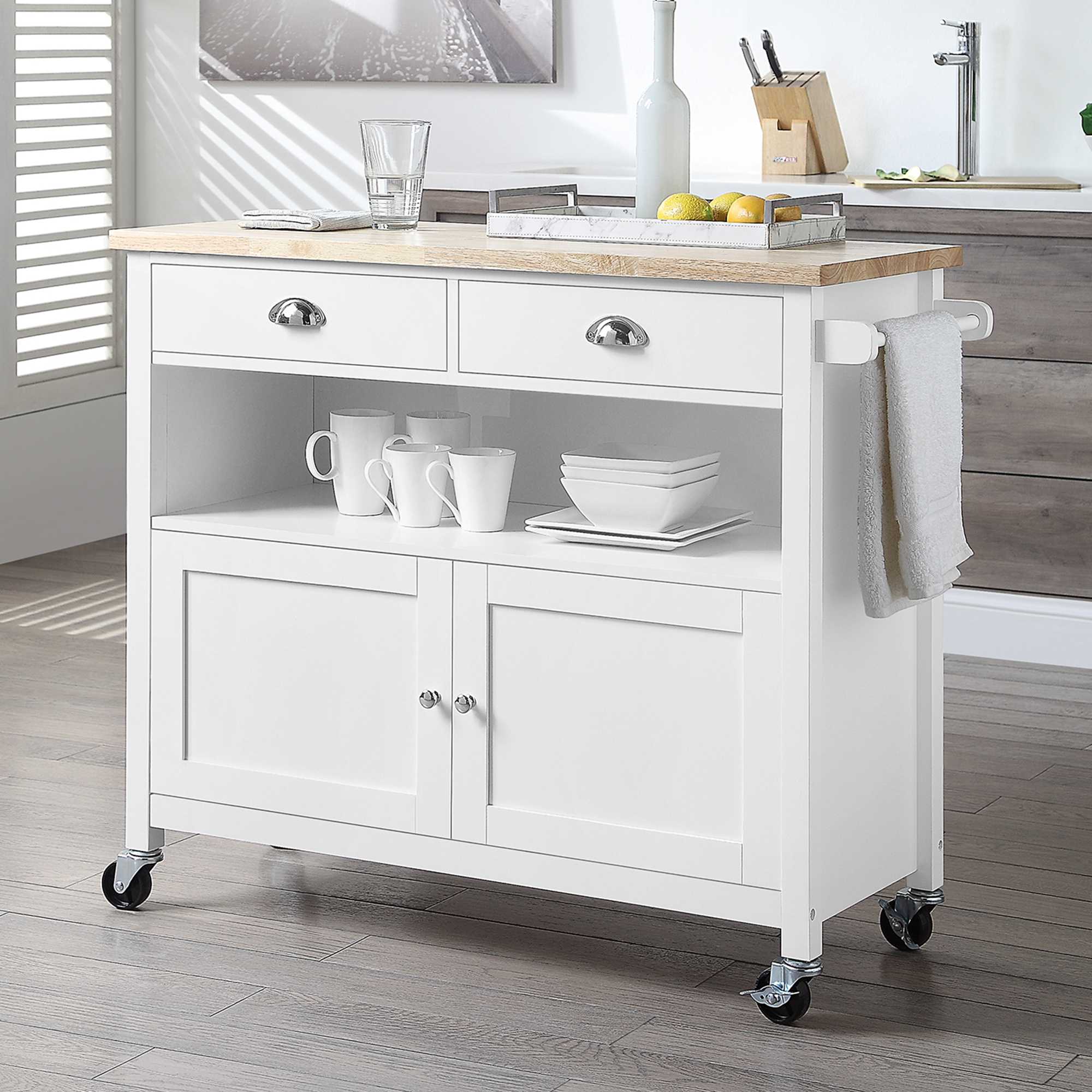 In Home Furniture Style White Kitchen Storage Trolley Reviews Temple Webster