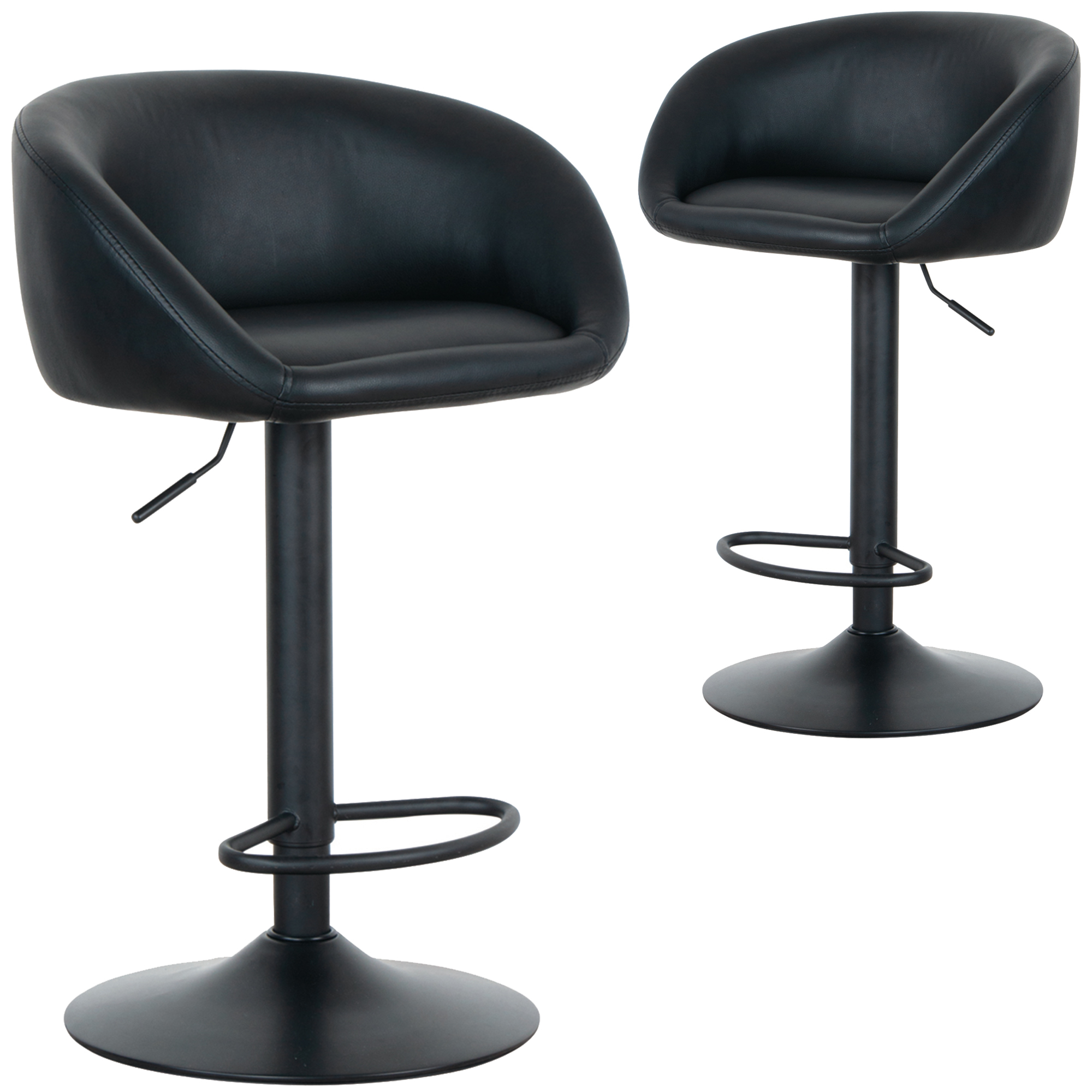 Black Florence Faux Leather Barstools Temple Webster Black Florence Faux Leather Barstools Set Of 2