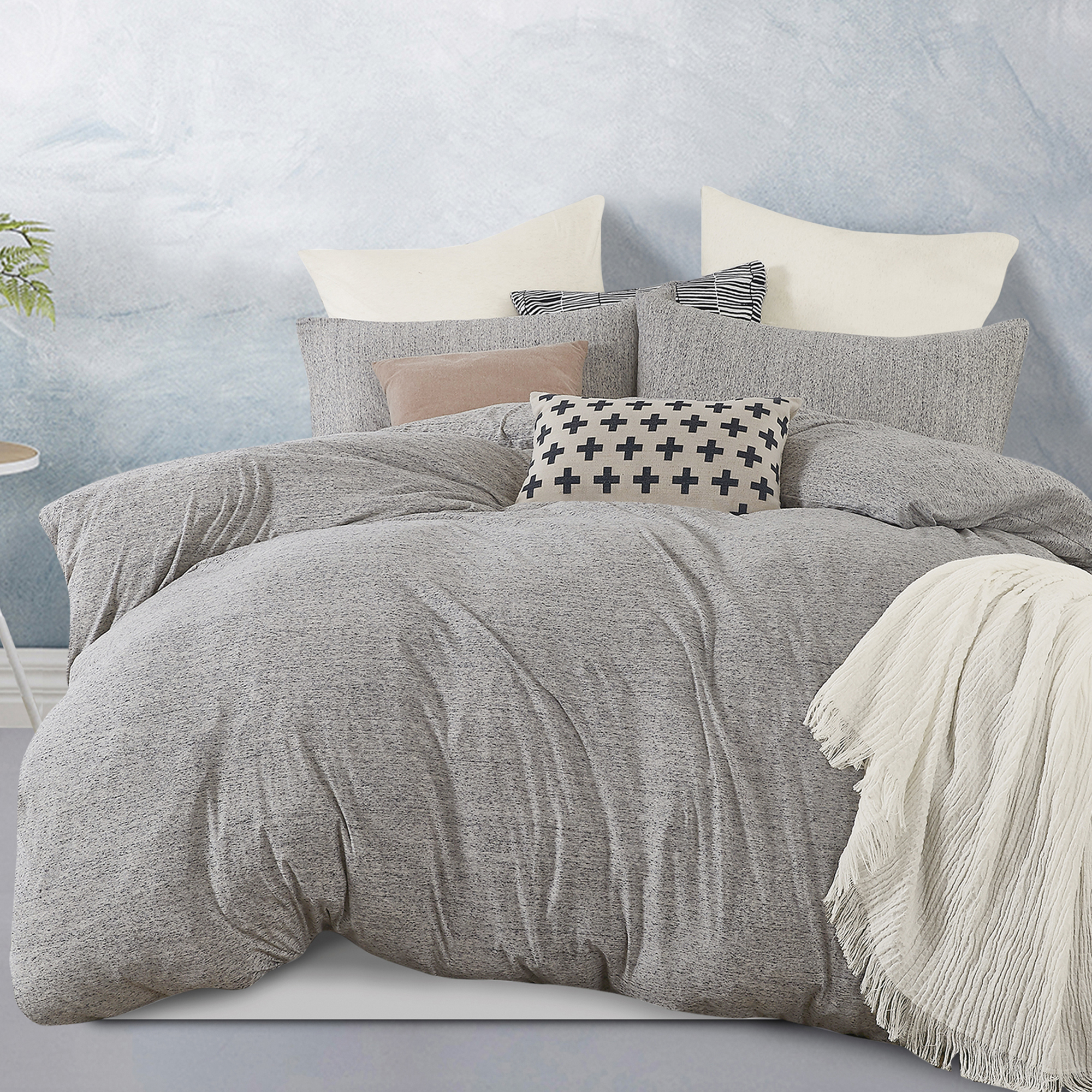 Gioia Casa Grey Marble Jersey Cotton Quilt Cover Set Reviews