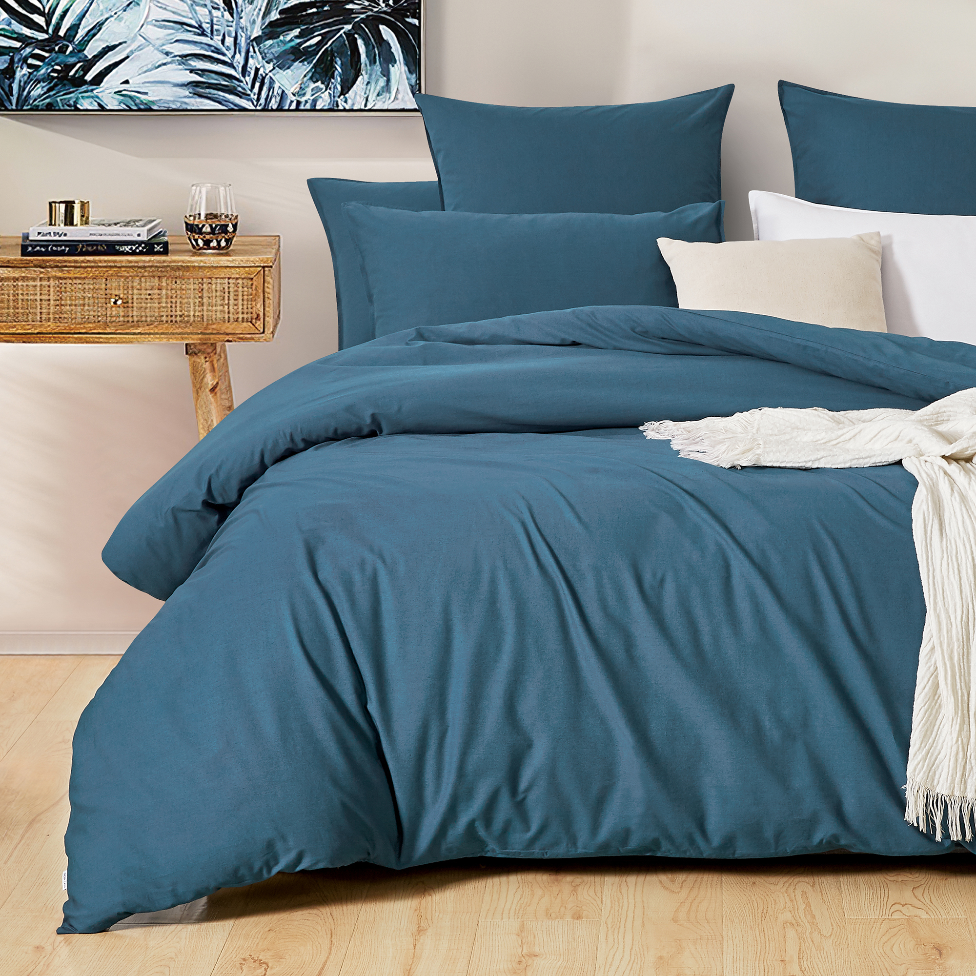 Gioia Casa Teal Vintage Washed Cotton, Teal Washed Cotton Duvet Cover
