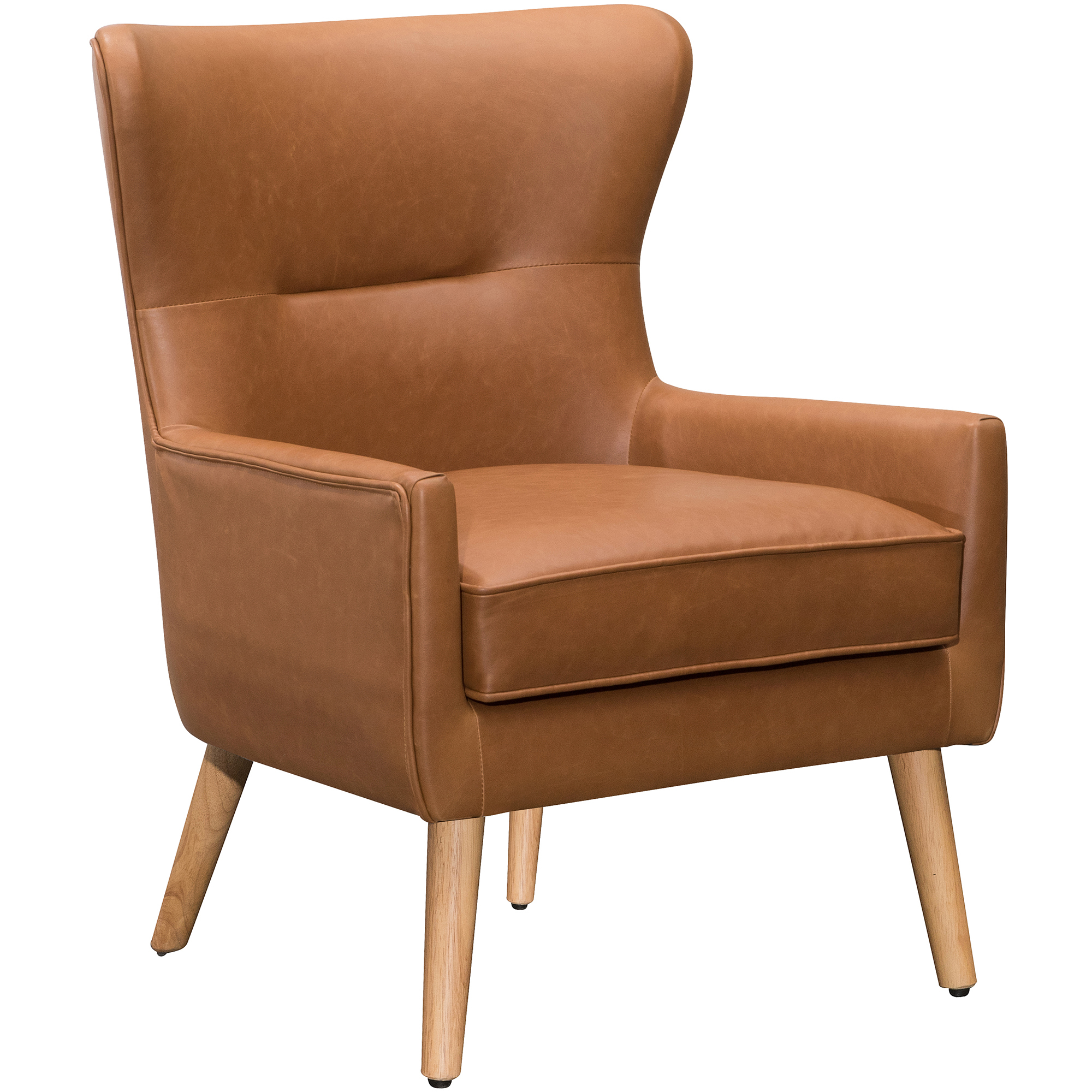Faux Leather Wingback Armchair, Brown Leather Wing Chair
