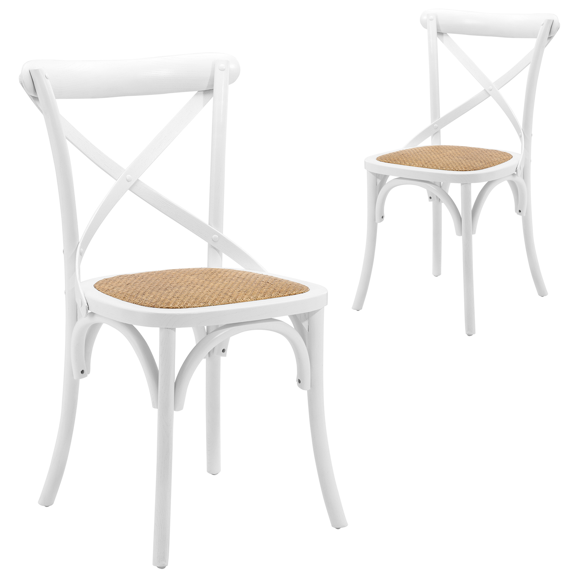 white cross back dining chair