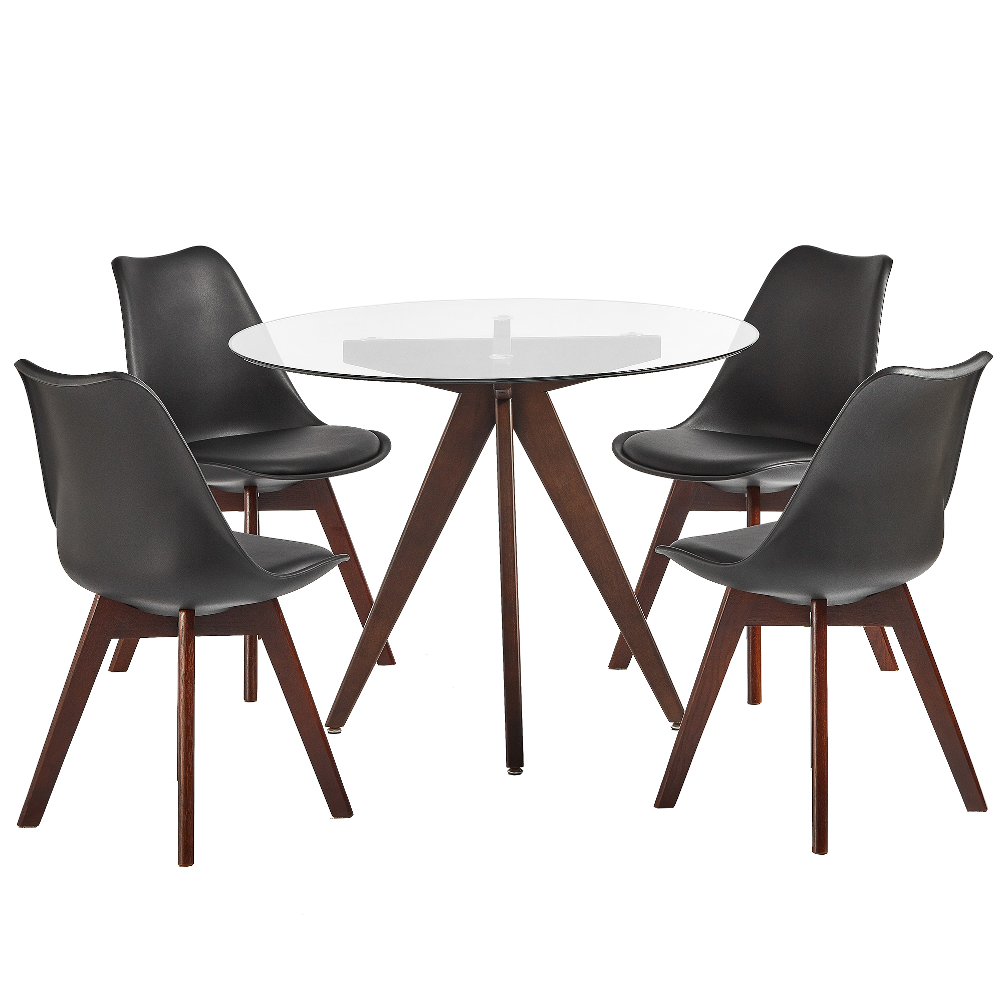 4 Seater Black Nova Dining Table Chairs Set