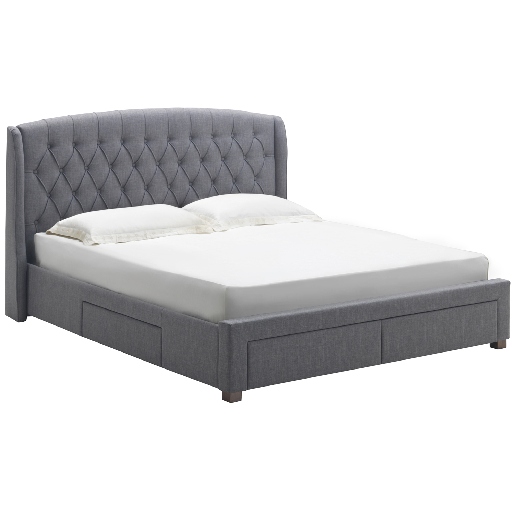 Webster Grey Audrey Tufted Wingback Bed, Audrey Ii Upholstered Wingback King Headboard